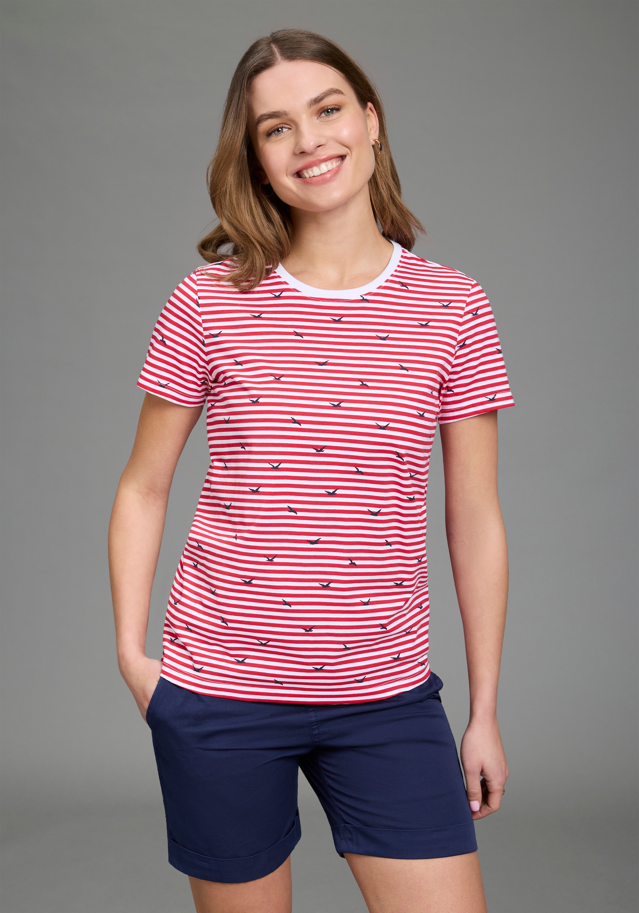 KangaROOS T-Shirt schmale Passform, Kurzarm, Rundhalsausschnitt, aus Single Jersey