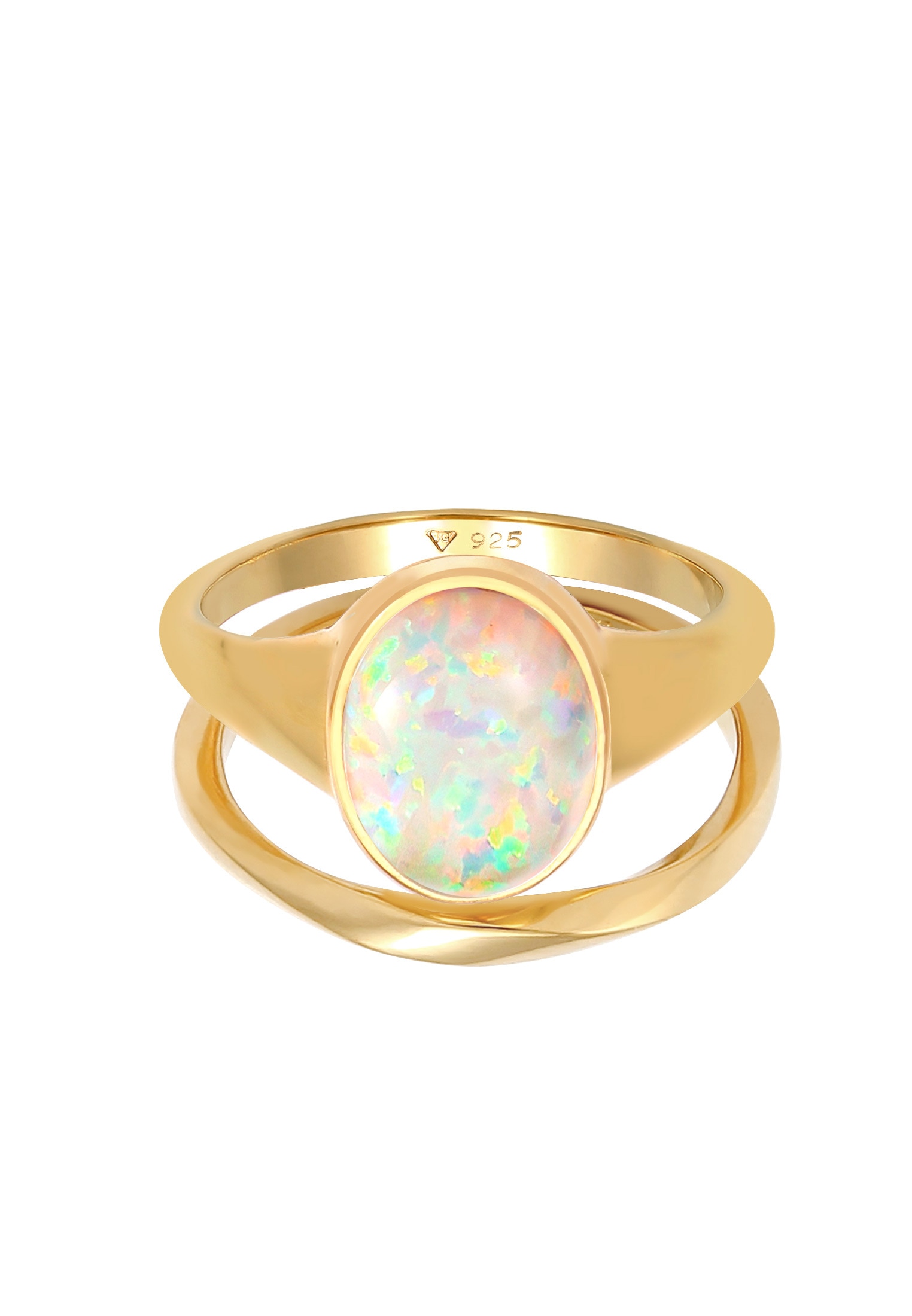 Elli Ring-Set »Ring Klassik Opal Basic gedreht (2 tlg) 925 Silber«