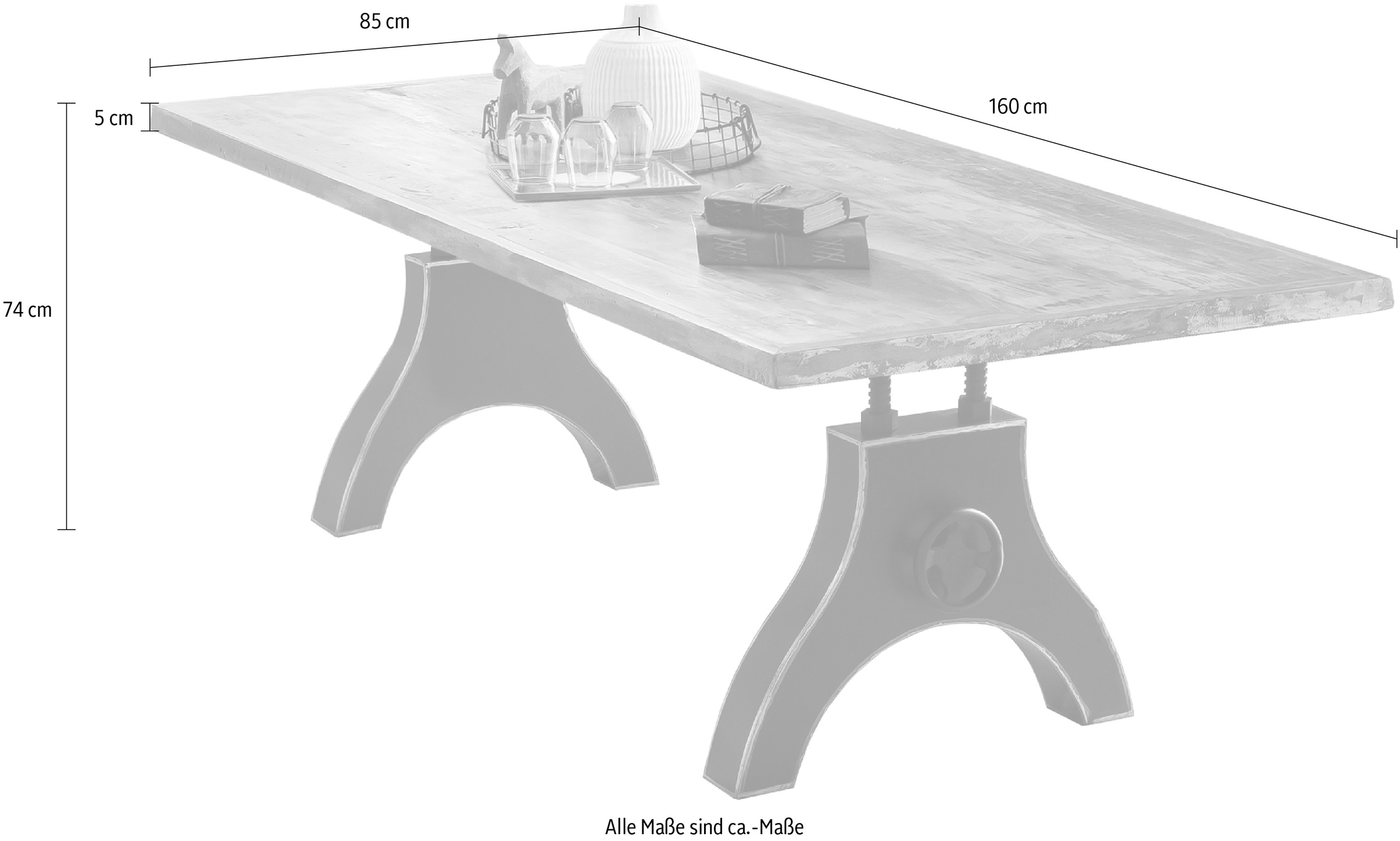SIT Esstisch Platte aus bunt lackiertem Altholz