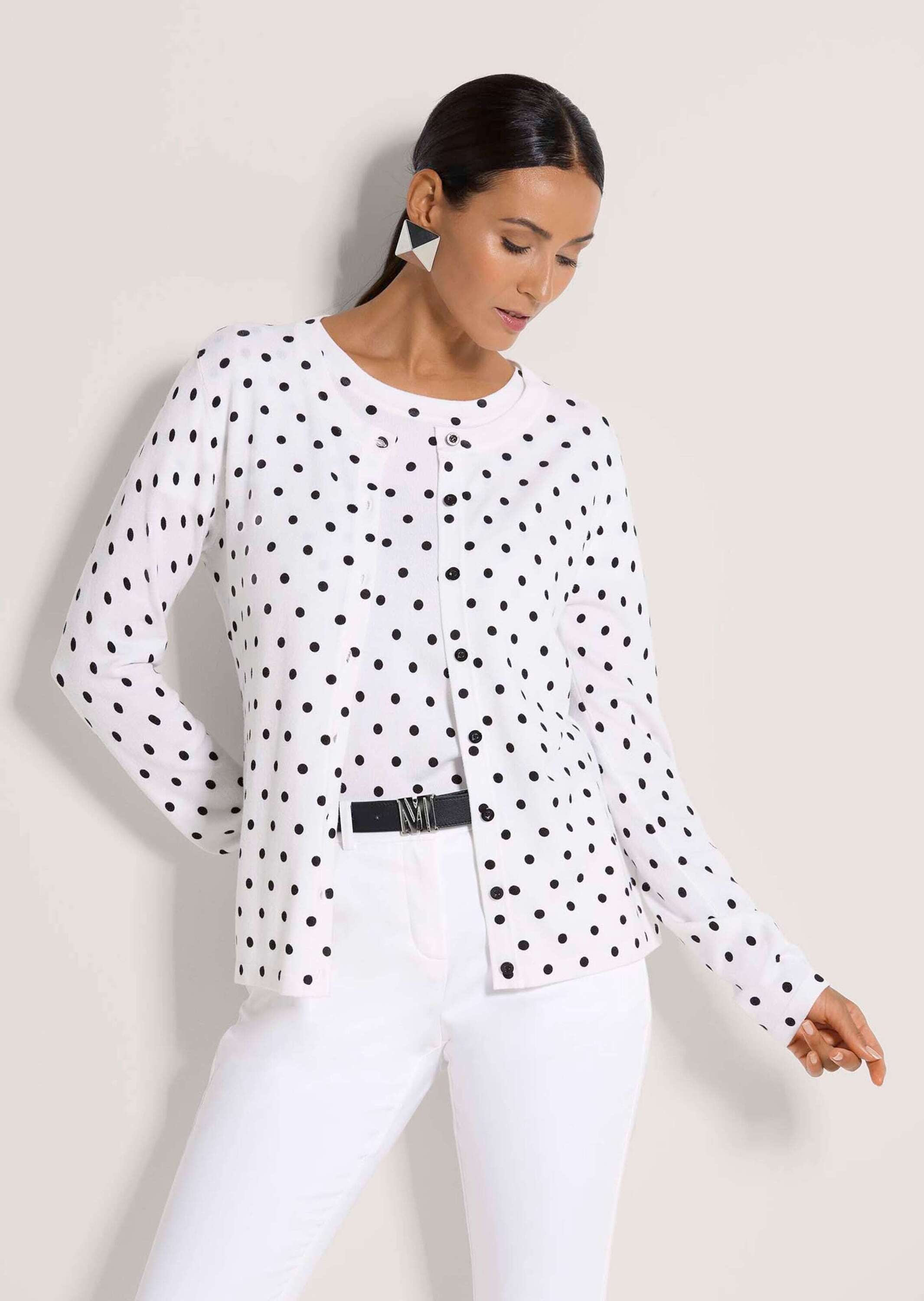 MADELEINE Strickjacke »Cardigan Langarm Strickjacke mit Knopfleiste, Punktmuster« Punkteprint