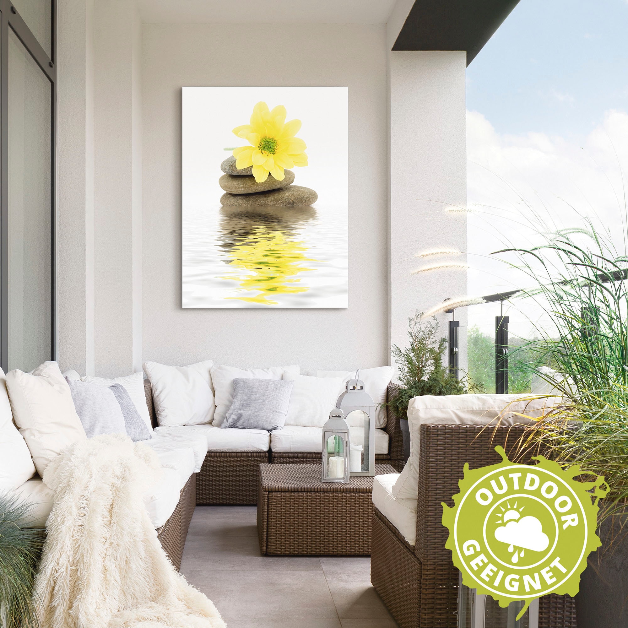Artland Wandbild »Zen Spa Steine mit Blumen II«, Zen, (1 St.), als Alubild, Outdoorbild, Leinwandbild, Poster in verschied. Größen
