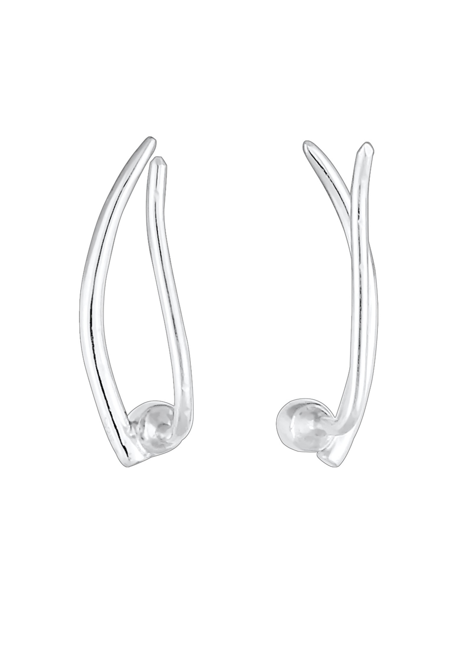 Elli Paar Ohrstecker »Ohrringe Ear Climber Glas Kristalle Weiß 925 Sterling Silber«