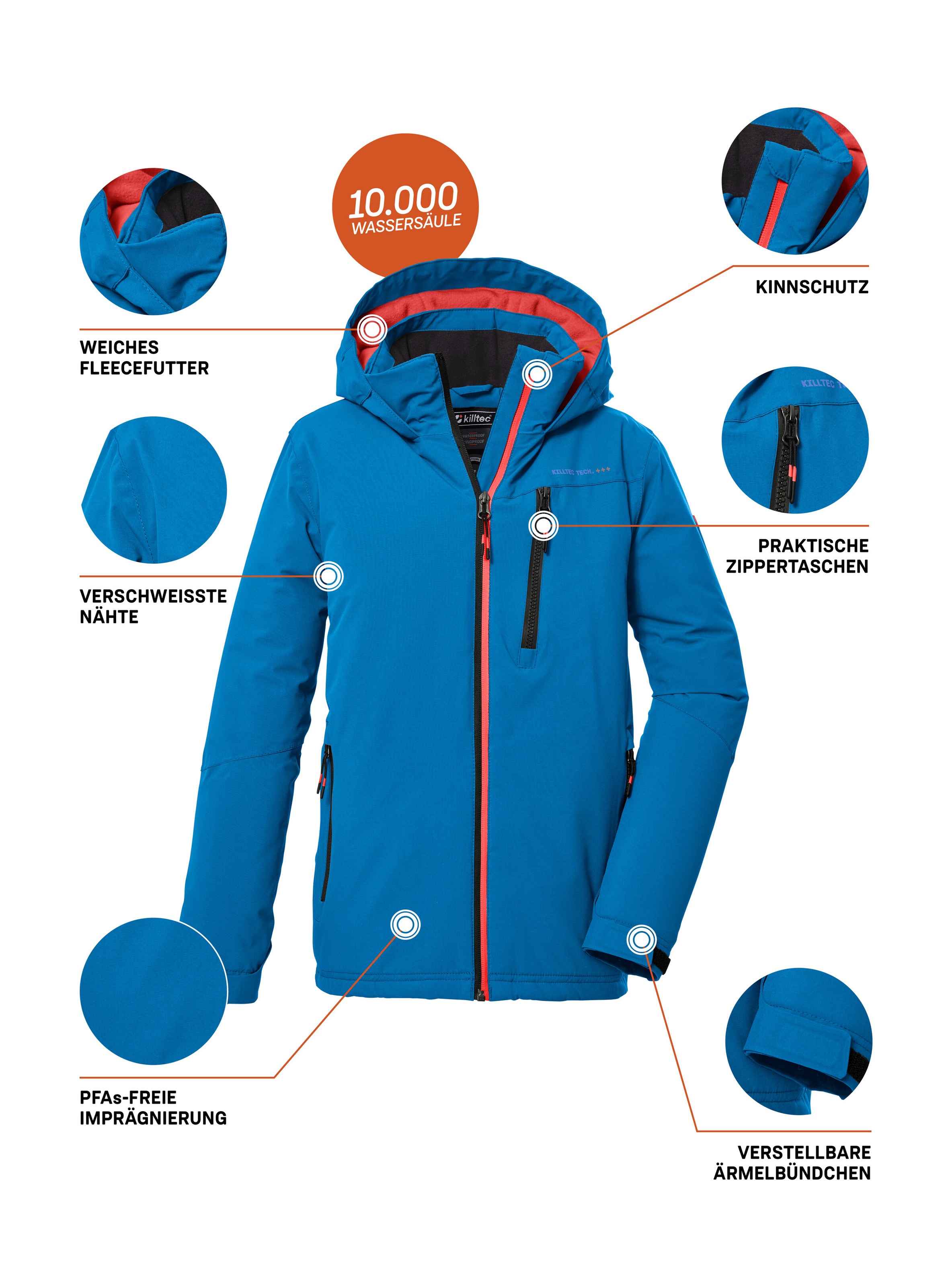 Killtec Outdoorjacke »KOW 159 BYS JCKT«, Wasser- und winddichte Kids Winterjacke mit Fleece-Futter