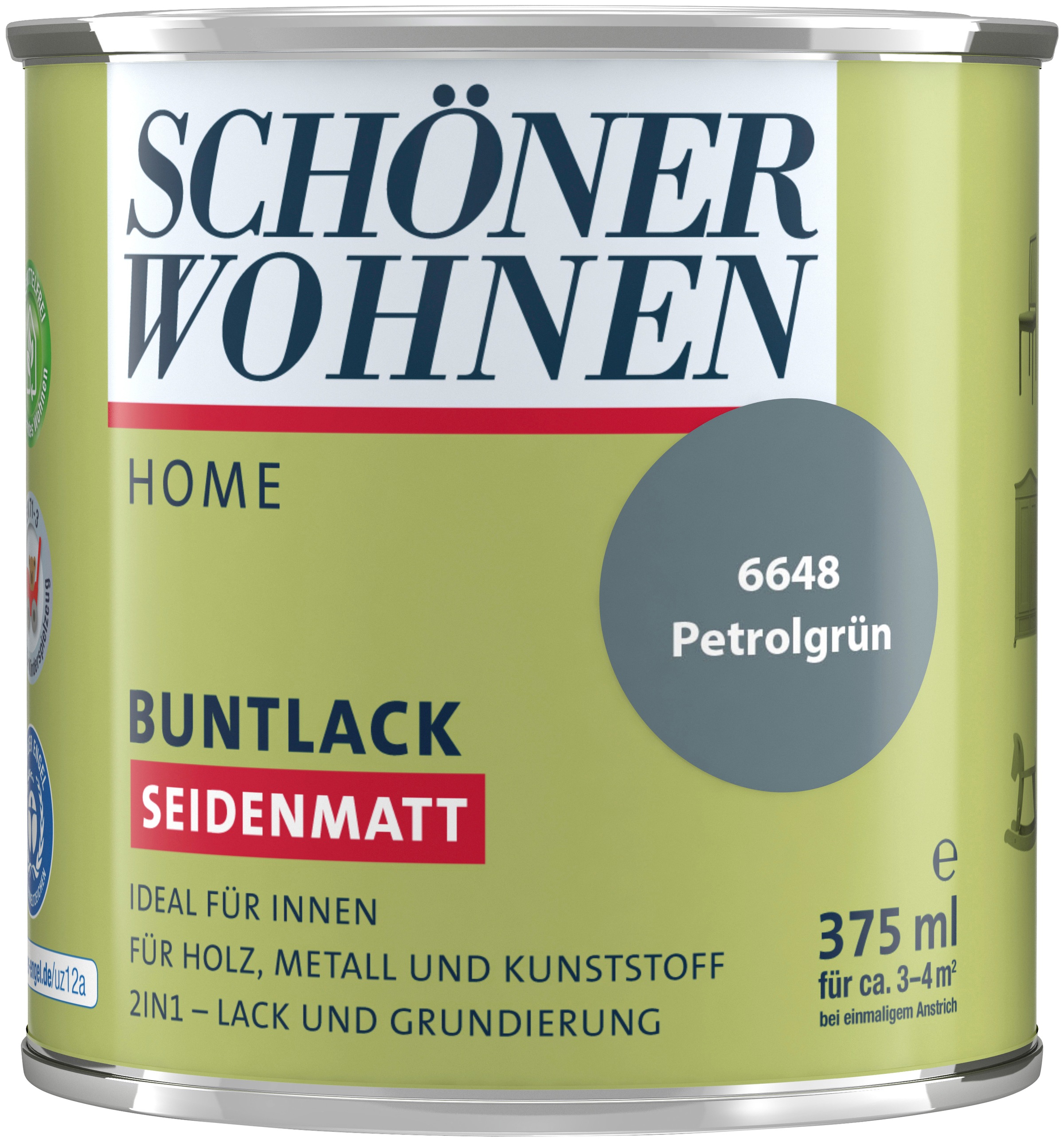SCHÖNER WOHNEN-Kollektion Lack »Home«, (1), seidenmatt, 375 ml, petrolgrün