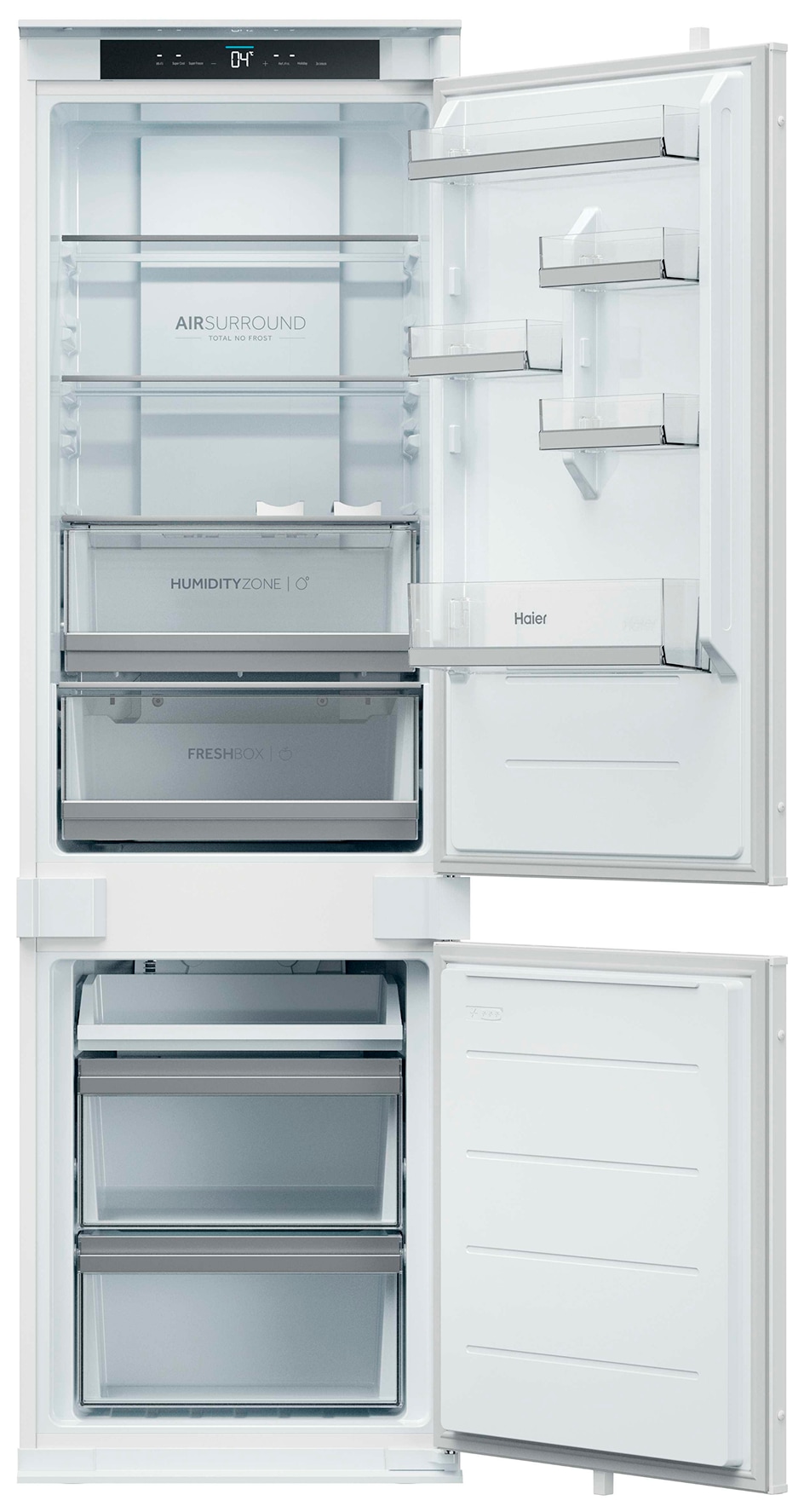 Haier Einbaukühlgefrierkombination ID Titanium 2 »HBQW5518D« 177,2 cm hoch 54 cm breit Humidity Zone: Obst, Gemüse und Salat 2x länger frisch halten