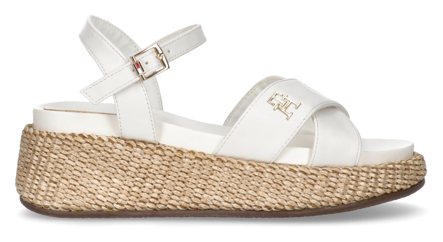 Tommy Hilfiger Keilsandalette »PLATFORM SANDAL«, Sommerschuh, Sandale, Keilabsatz, mit modischer Bastsohle