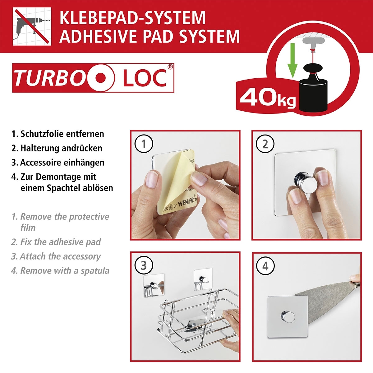 WENKO Duschablage »Turbo-Loc Quadro«, 1 Ablage