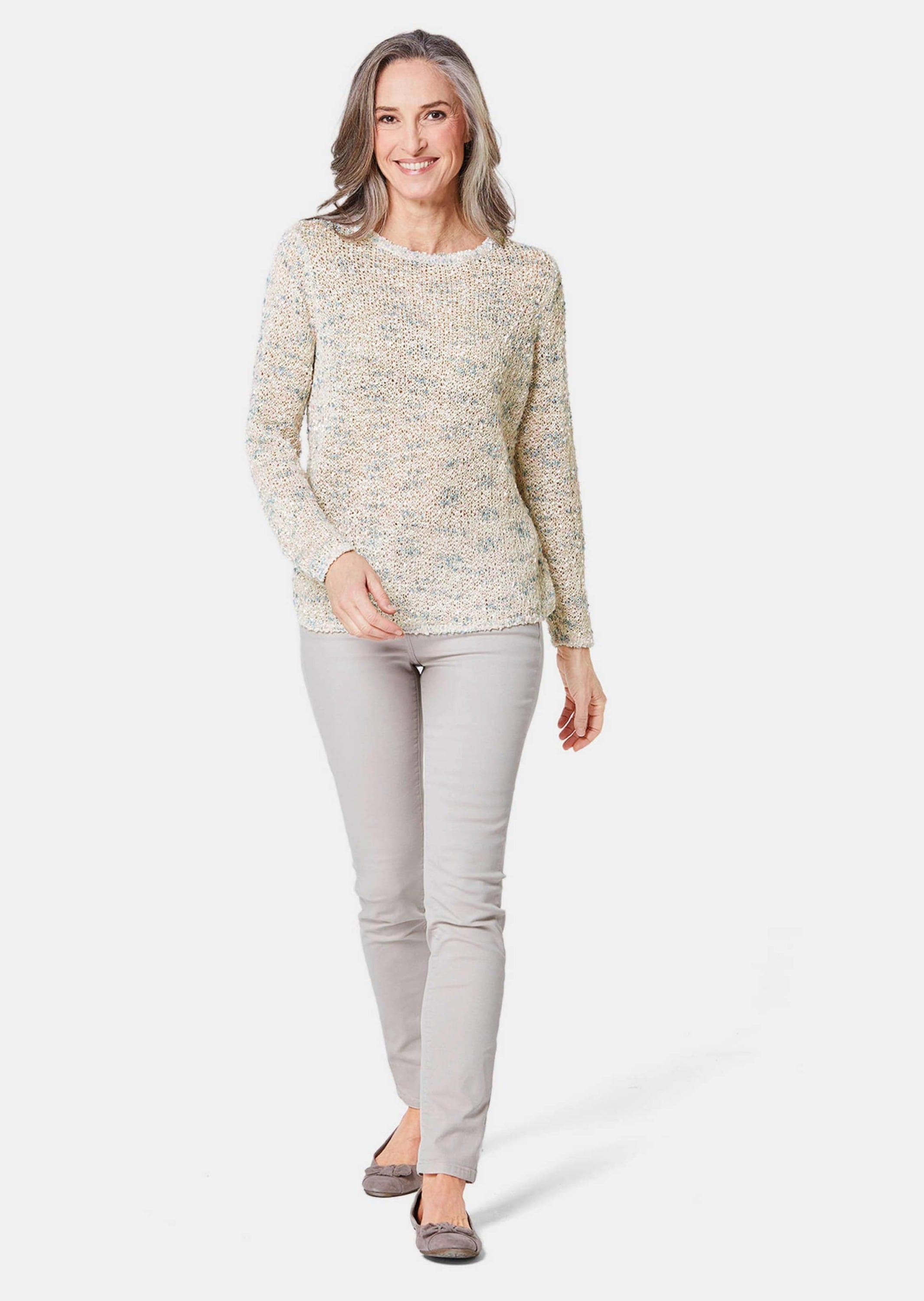 GOLDNER Strickpullover »Kurzgröße Effektvoller Bändchengarnpullover«