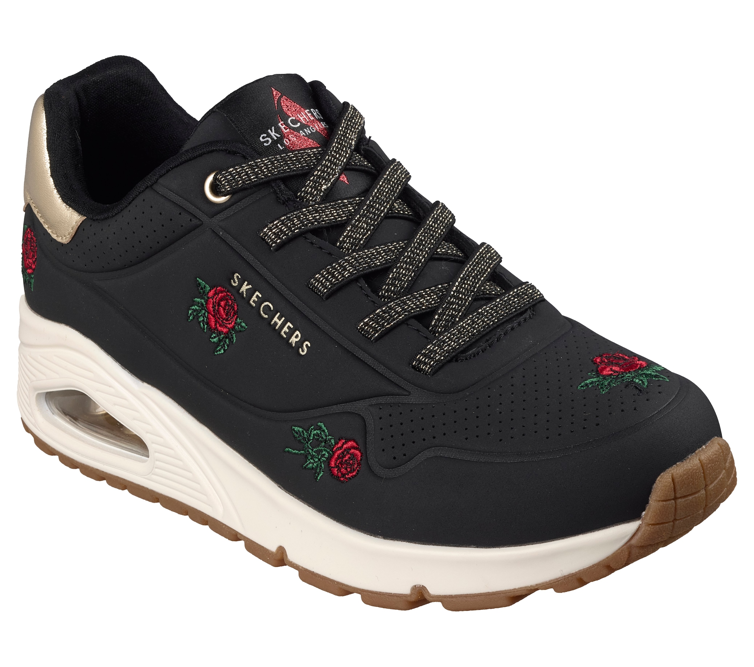 Skechers Sneaker »UNO-CHAMPAGNE & ROSES«  Freizeitsneaker, Halbschuh mit Rosen-Stickerei