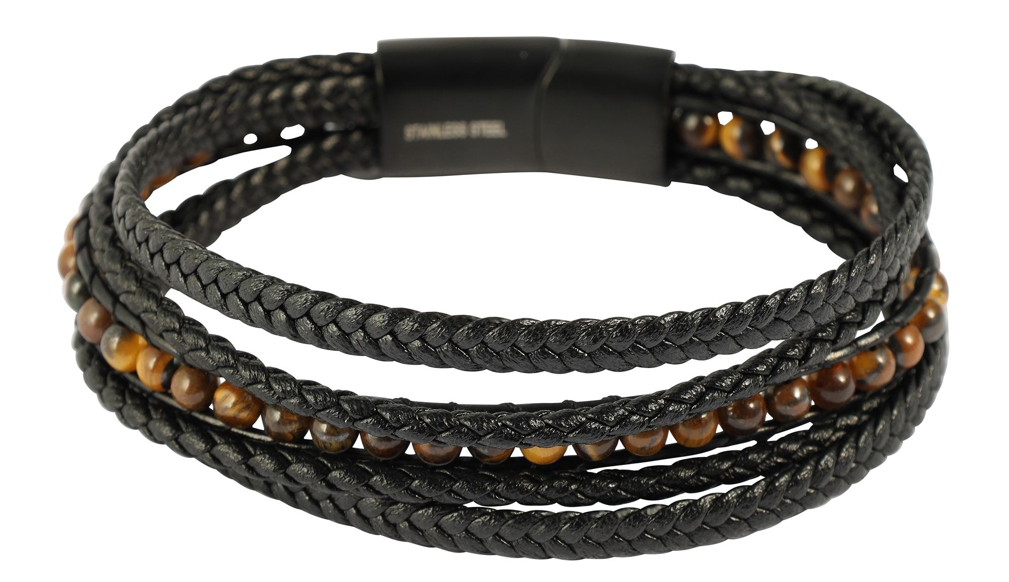 Adelia´s Lederarmband »Herren Armband ¿ Lederarmband aus Leder mit Tigerauge 17 cm«