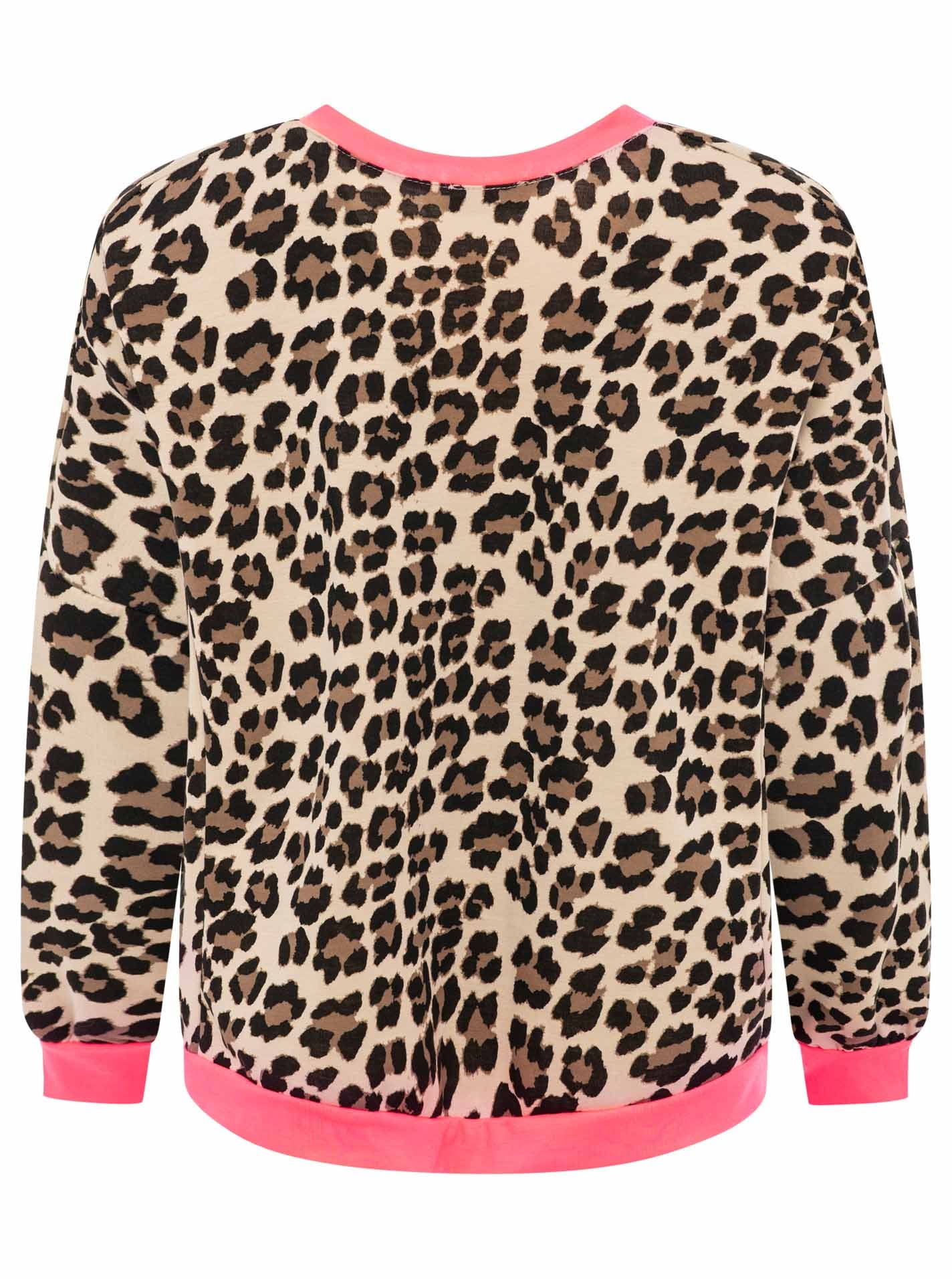 Zwillingsherz Sweatshirt »"Neon Leo"«, V-Neck, auffälliges Leopardenmuster, Bündchen Neonfarben, LOVE Print
