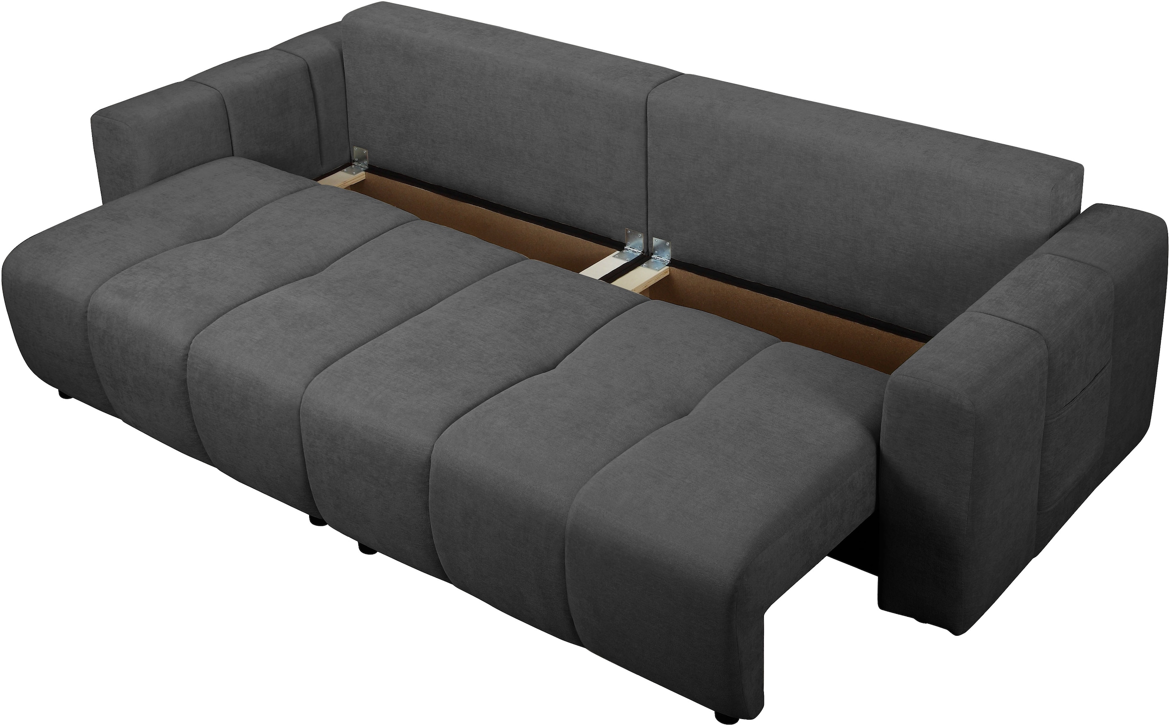 OTTO home Schlafsofa »YLVAA 3-Sitzer, 239cm/Schlafsofa (132/198)-OTTO. Verlässliche Qualität« Tonnentaschen-Federkern, Bettkasten, Feinstruktur weich
