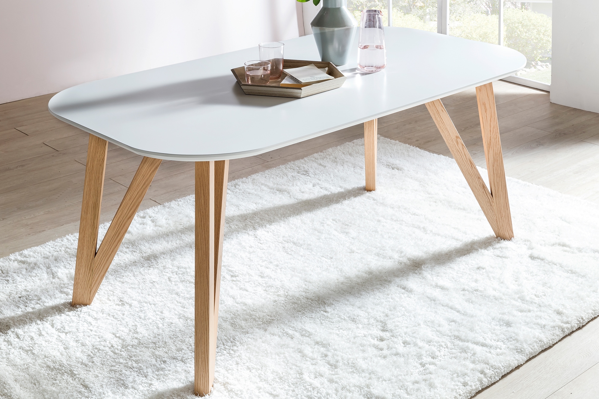 SalesFever Essgruppe, (5-tlg.), Tischbreite 180 cm, Stühle 180° drehbar, mit Samtverlours