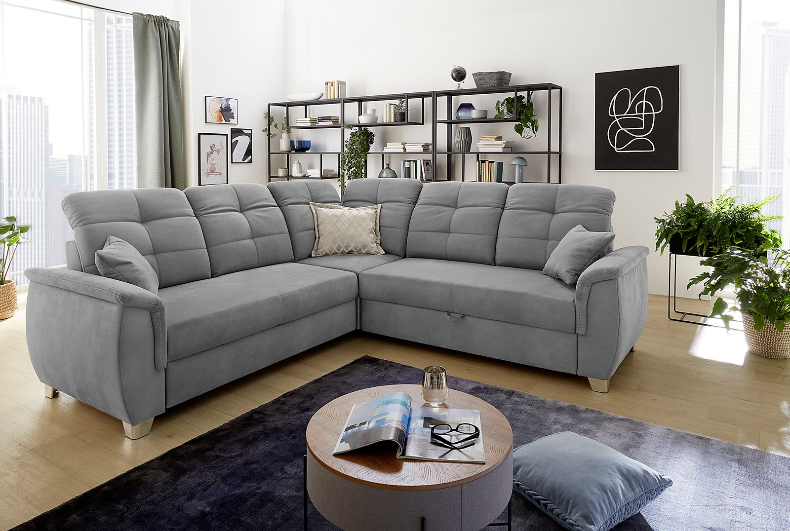 Jockenhöfer Gruppe Ecksofa Udine, verstellbare Kopfteile, Gästebett- und Relaxfunktion