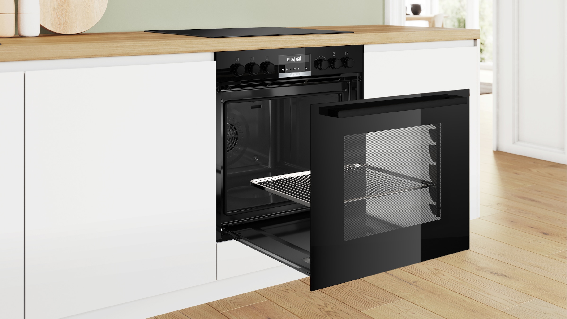 BOSCH Elektro-Herd-Set »HND671LS67«, mit Backwagen, Pyrolyse-Selbstreinigung, Backwagen mit ausziehbarer Tür für bequemes Kochen & Backen