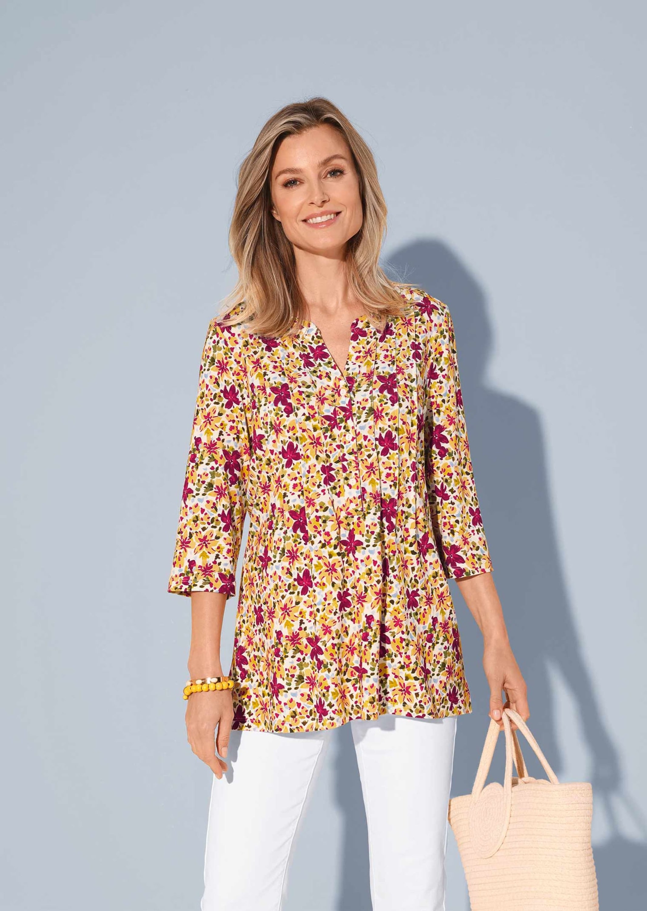 GOLDNER Print-Shirt »Kurzgröße Figurschmeichelndes Drucktunika-Shirt« Ohne