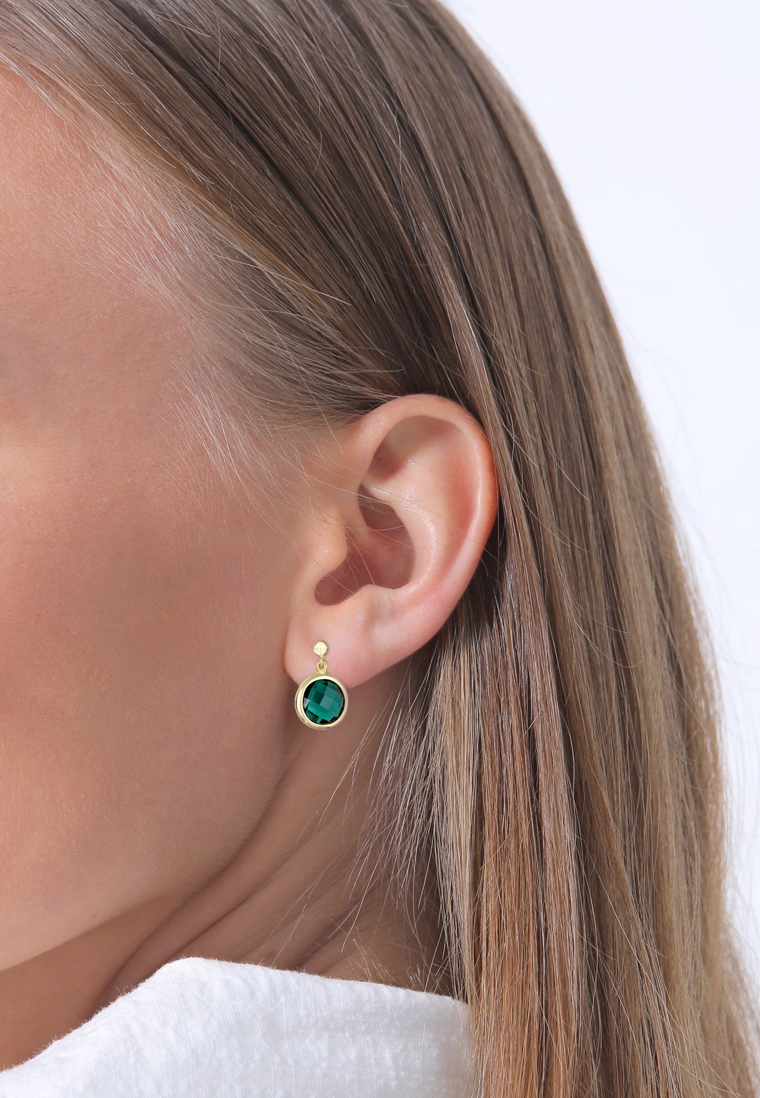 Elli Premium Paar Ohrstecker »Ohrringe Quarz Green Edelstein Ohrstecker 375 Gelbgold«