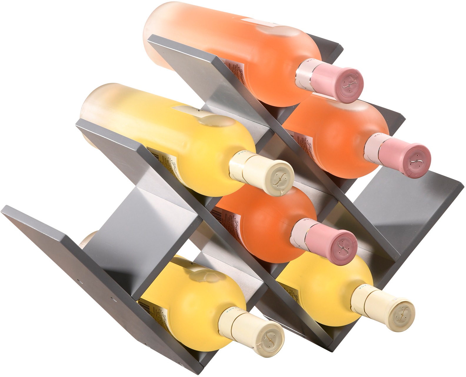 Kesper Weinflaschenhalter Bambus, folienbeschichtet, für 8 Flaschen in grau