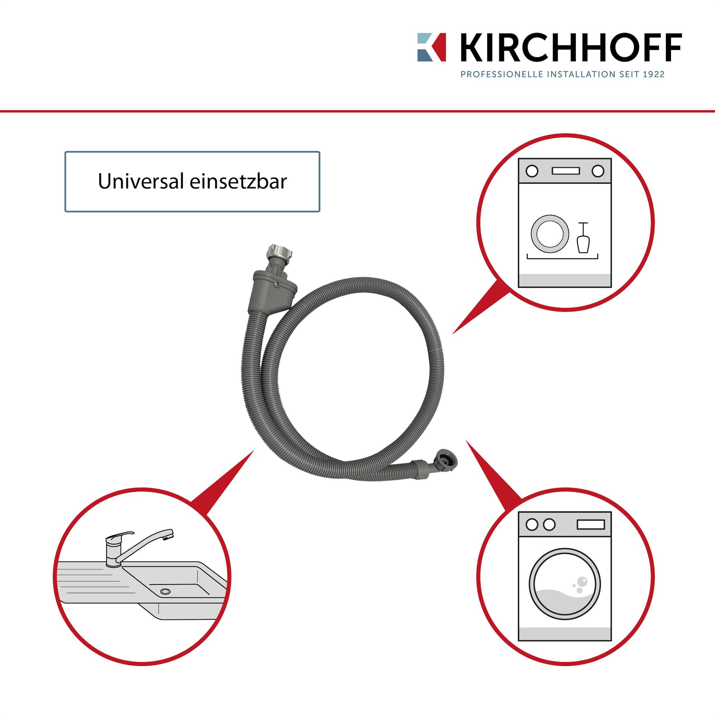 Kirchhoff Zulaufschlauch, Sicherheits-Zulaufschlauch, 3/4"IG x 3 m x 3/4"IG, 10bar/90°C