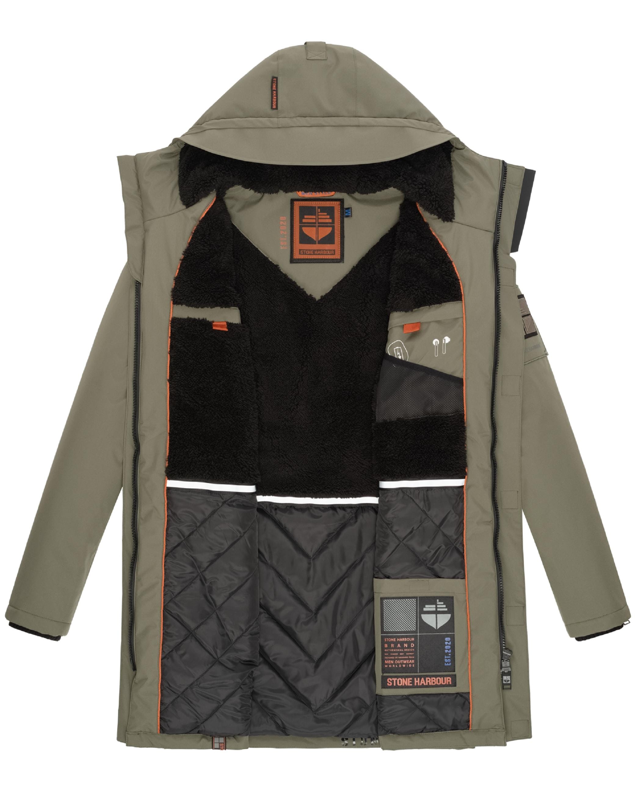 Stone Harbour Wintermantel »Wintermantel Ragaan«, modischer Herren Winterparka mit Teddyfell Futter