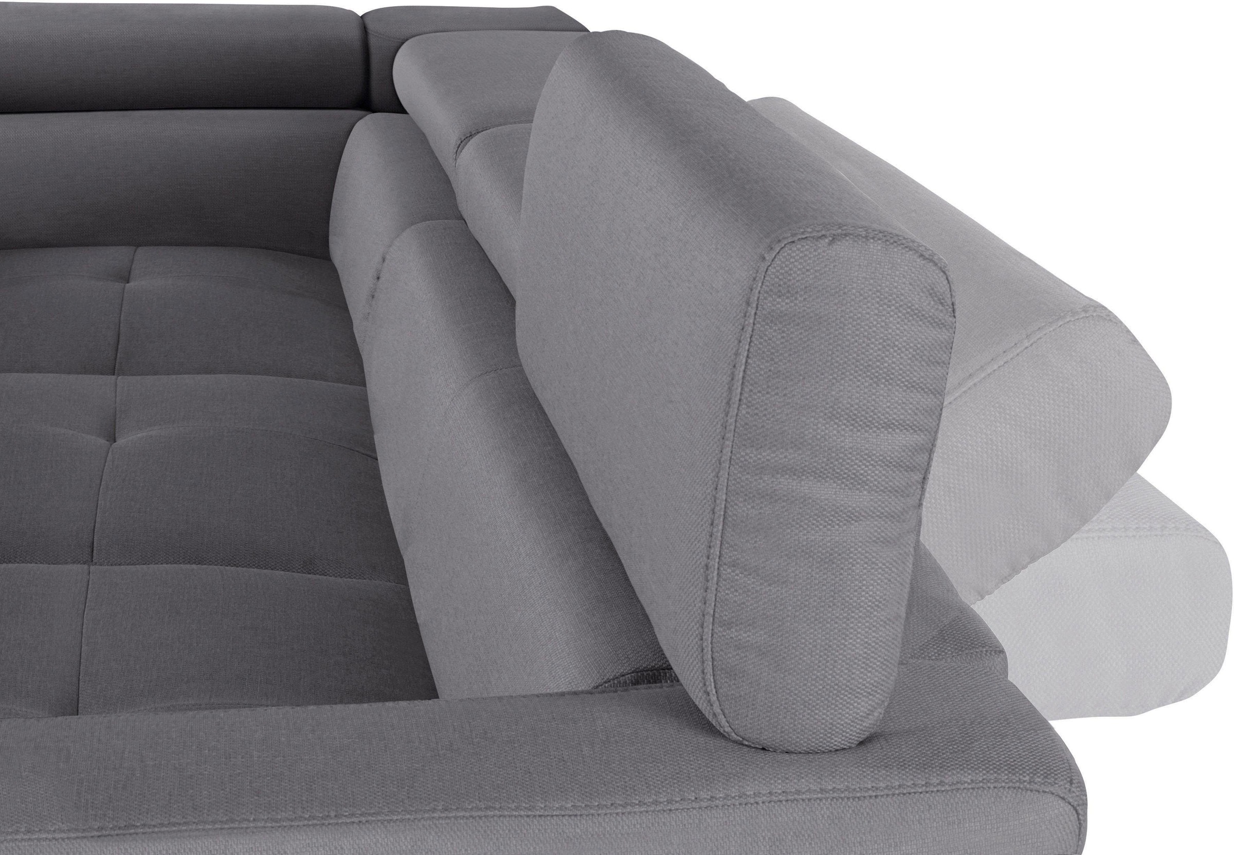 COTTA Polstergarnitur »Sammy L-Form«, (Set), Set bestehend aus: Ecksofa mit Kopfteilverstellung & Hocker