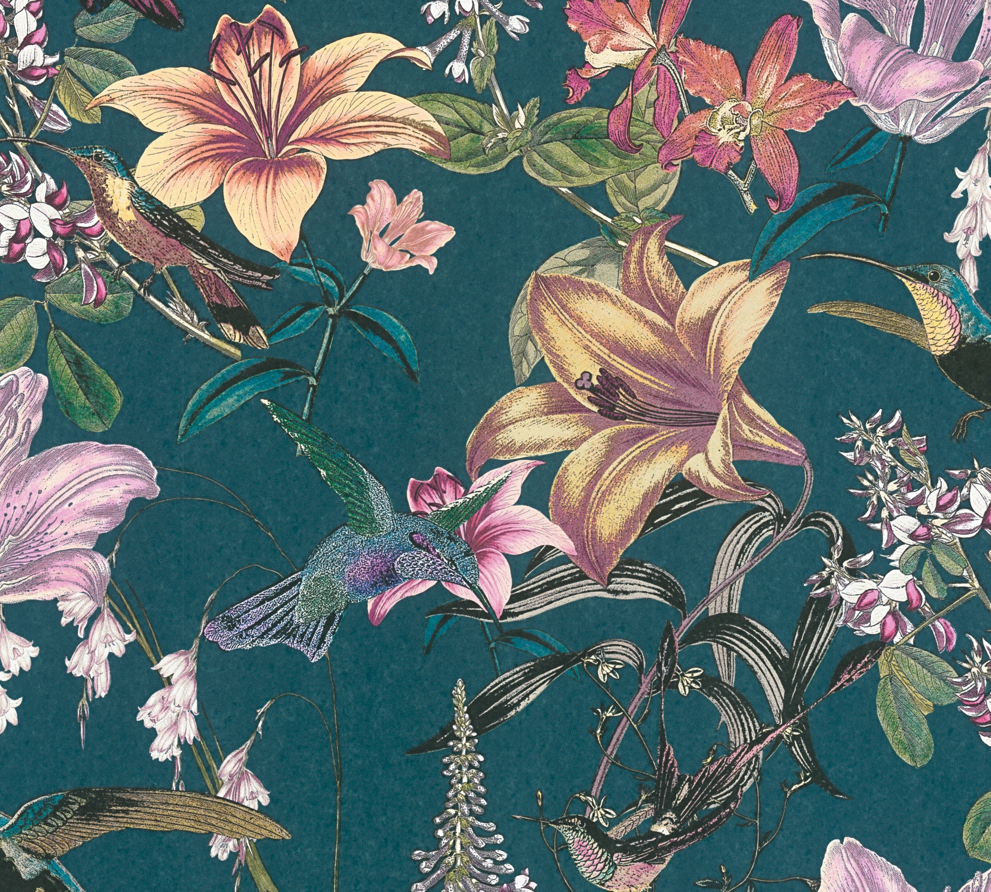 Vliestapete »Jungle Chic«, floral-botanisch-tropisch, Vogeltapete Tapete Blumen