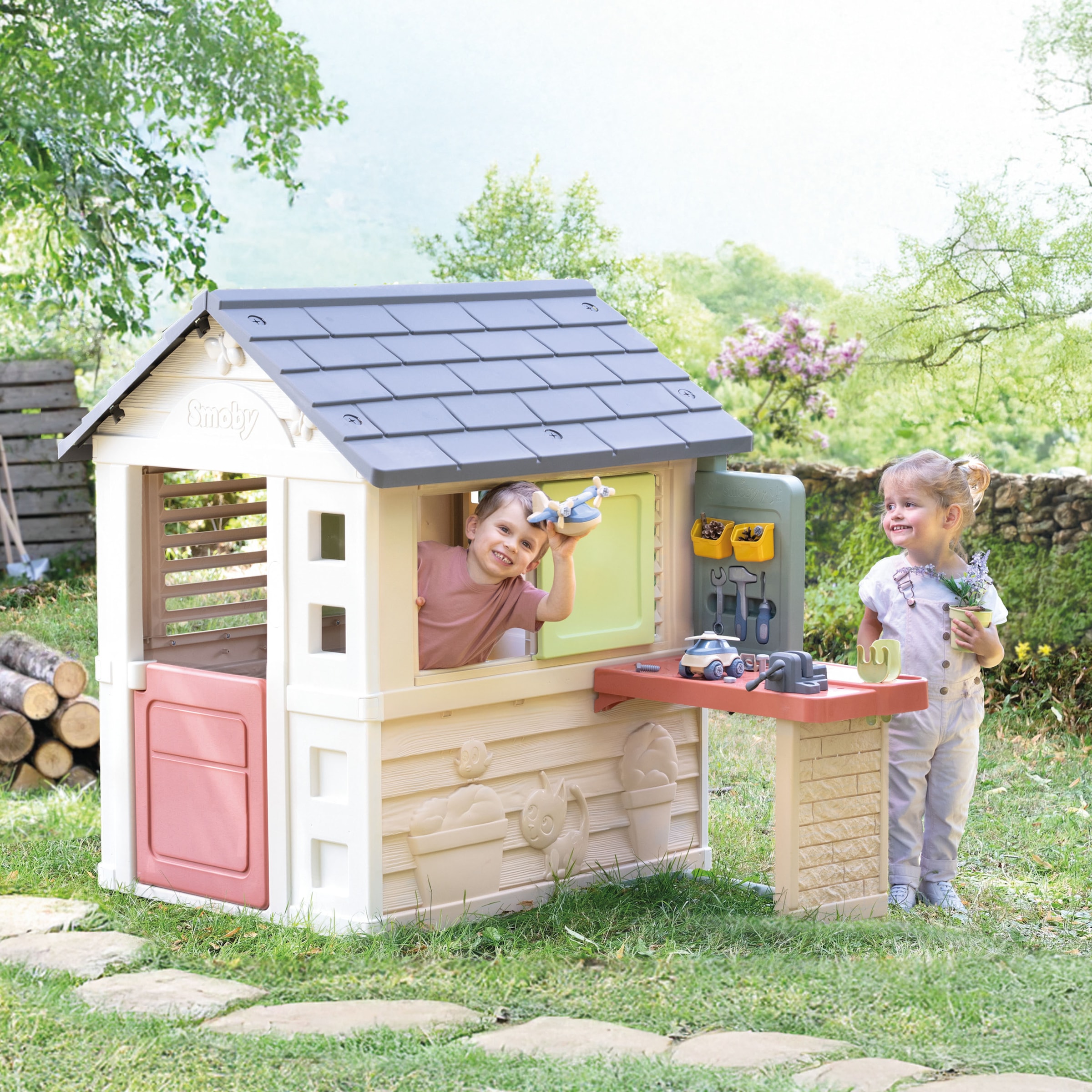 Smoby Spielhaus »Smoby Life Natur mit Werkstatt« Made in Europe