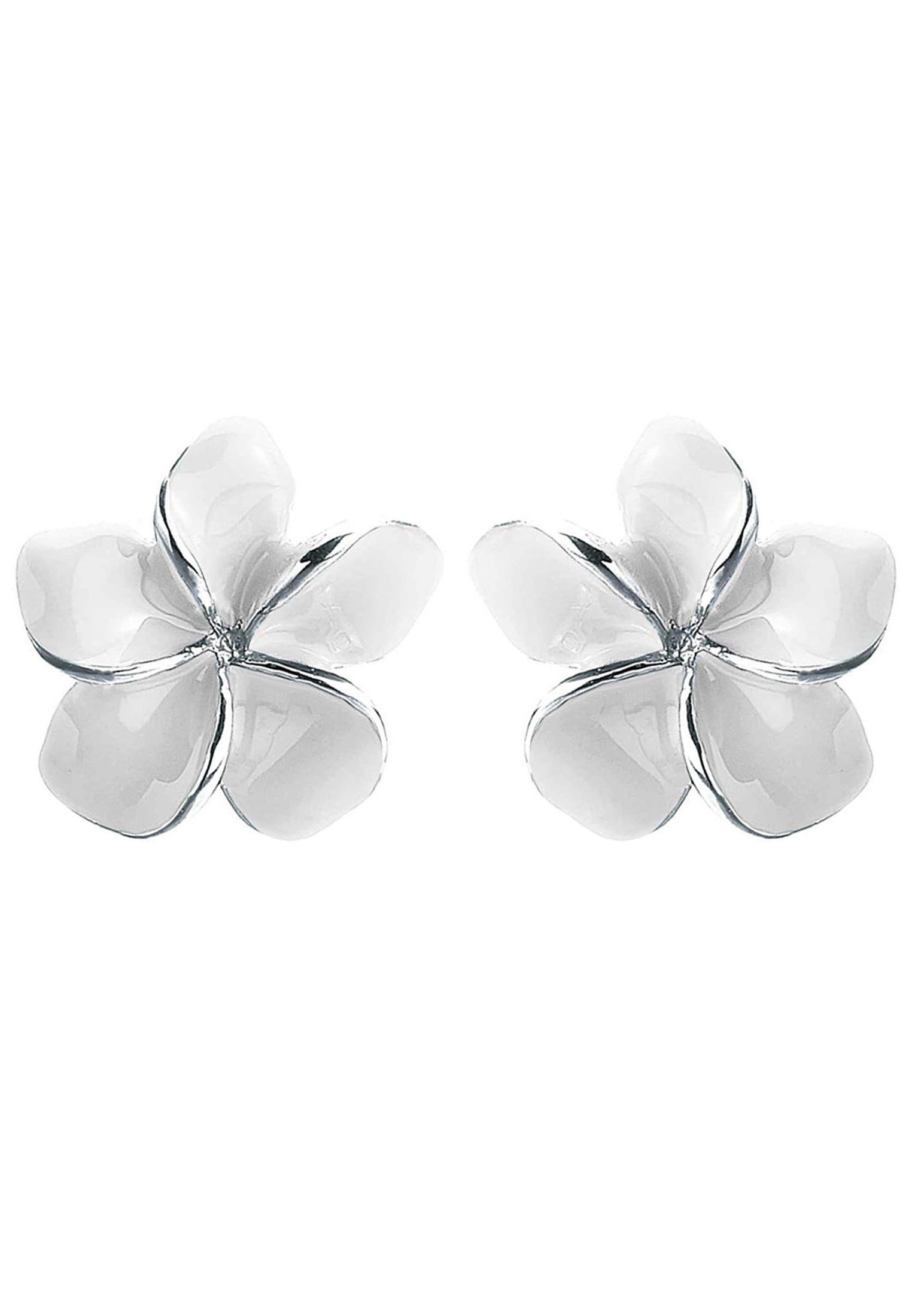 Elli Paar Ohrstecker »Ohrringe Frangipani Blüte Natur Blume Emaille 925 Silber«