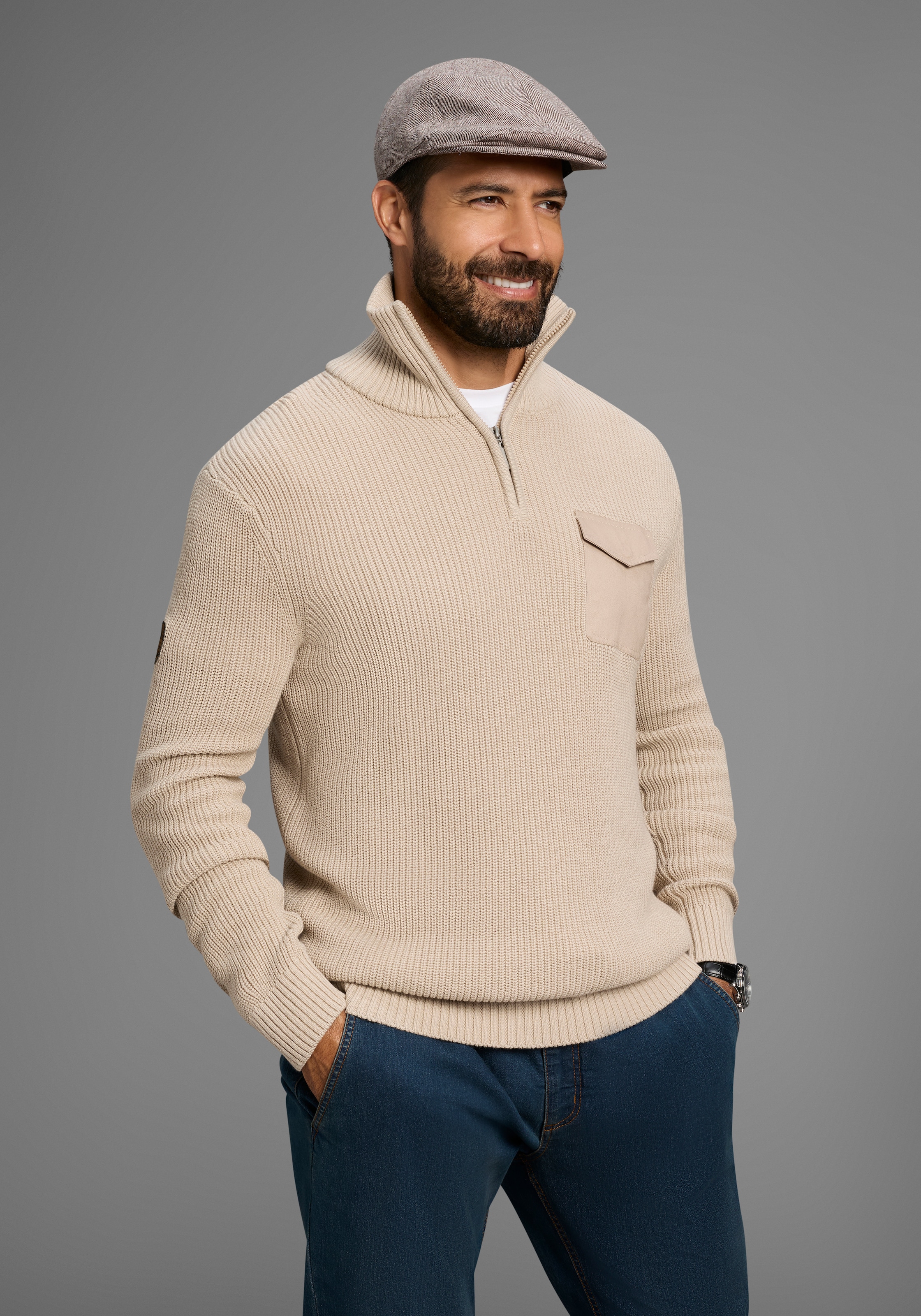 Man's World Schiebermütze im modischen Tweed-Look mit wärmenden Futter - NEW