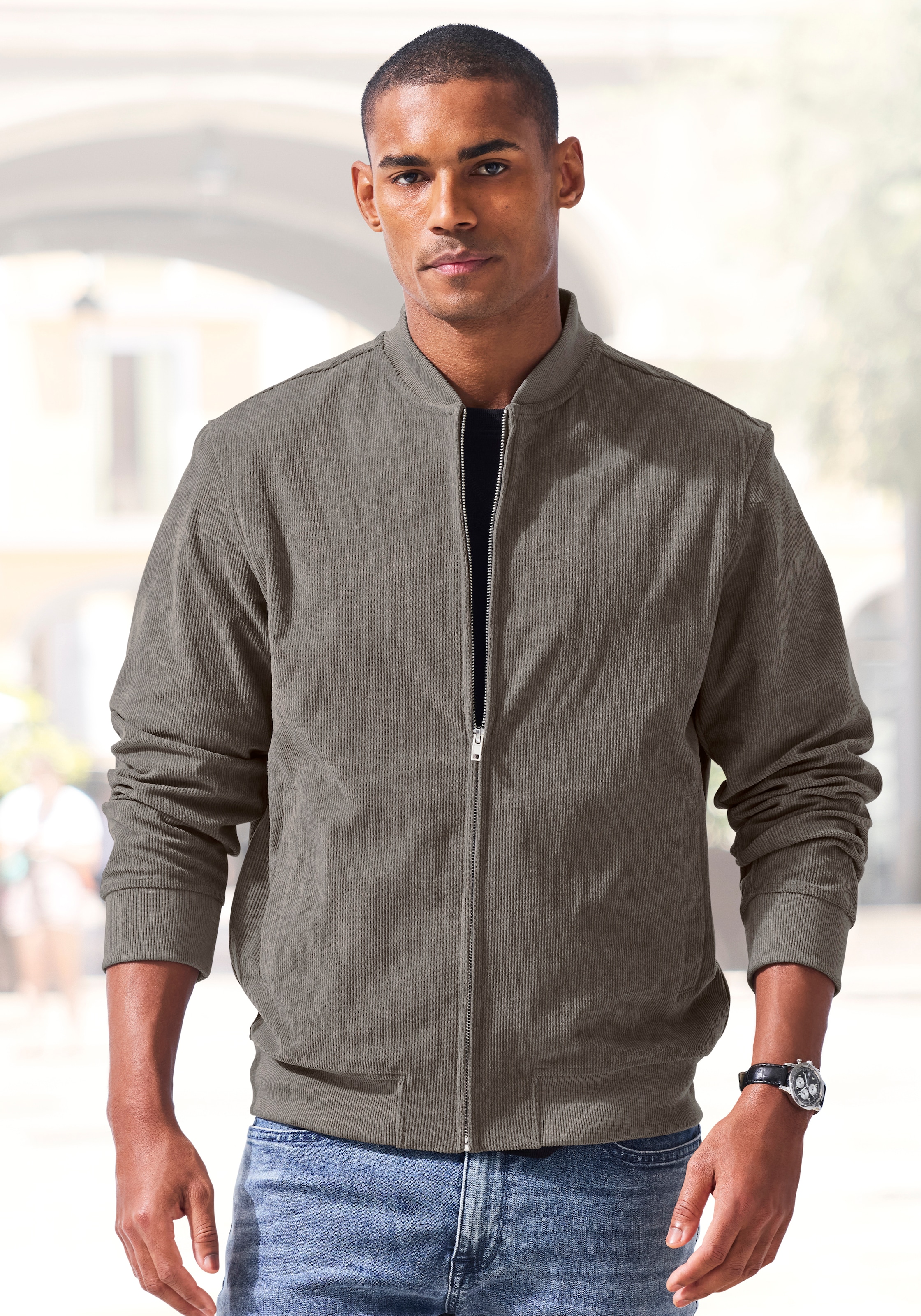 H.I.S Cordjacke »- Blouson mit Reißverschluss« , Pilotenjacke / Übergangsjacke aus Cord, regular fit