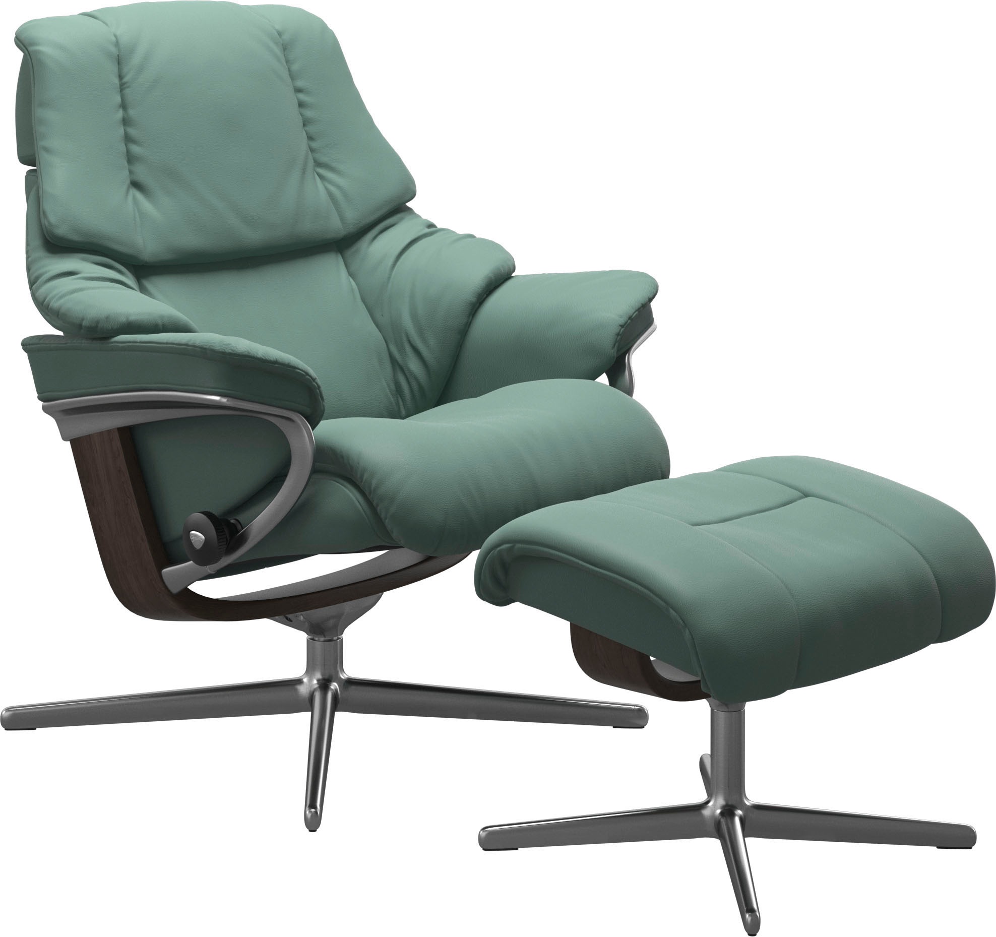 Stressless® Relaxsessel »Reno«, (Set, Relaxsessel mit Hocker), mit Hocker, mit Cross Base, Größe S, M & L, Holzakzent Wenge