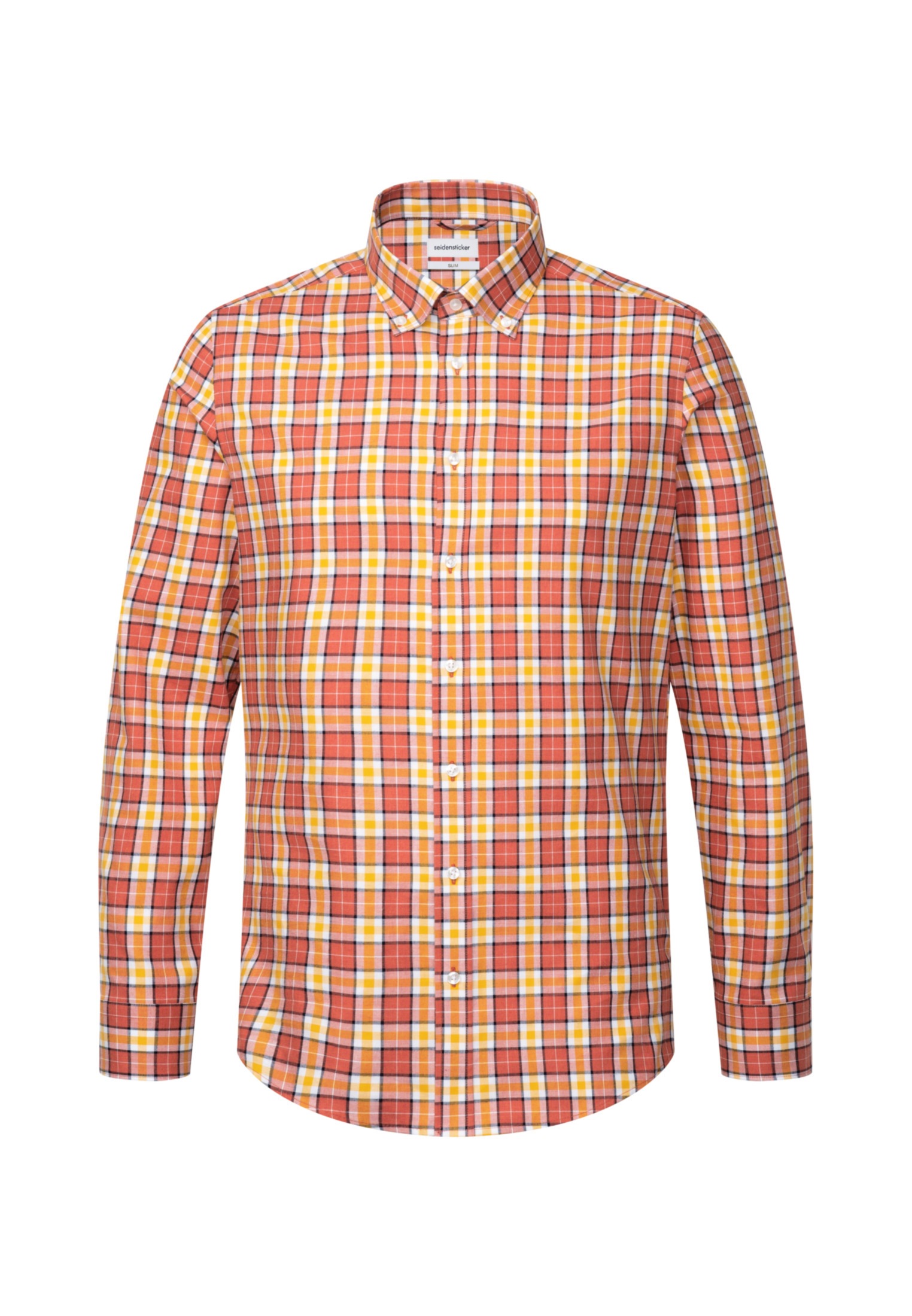 seidensticker Flanellhemd »Slim«, Slim Langarm Button-Down-Kragen Karo