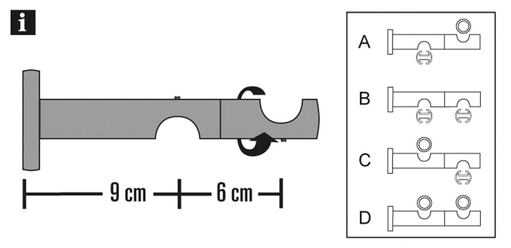GARDINIA Kombiträger »Kira 2-Lauf offen« Serie Gardinenstange Kira