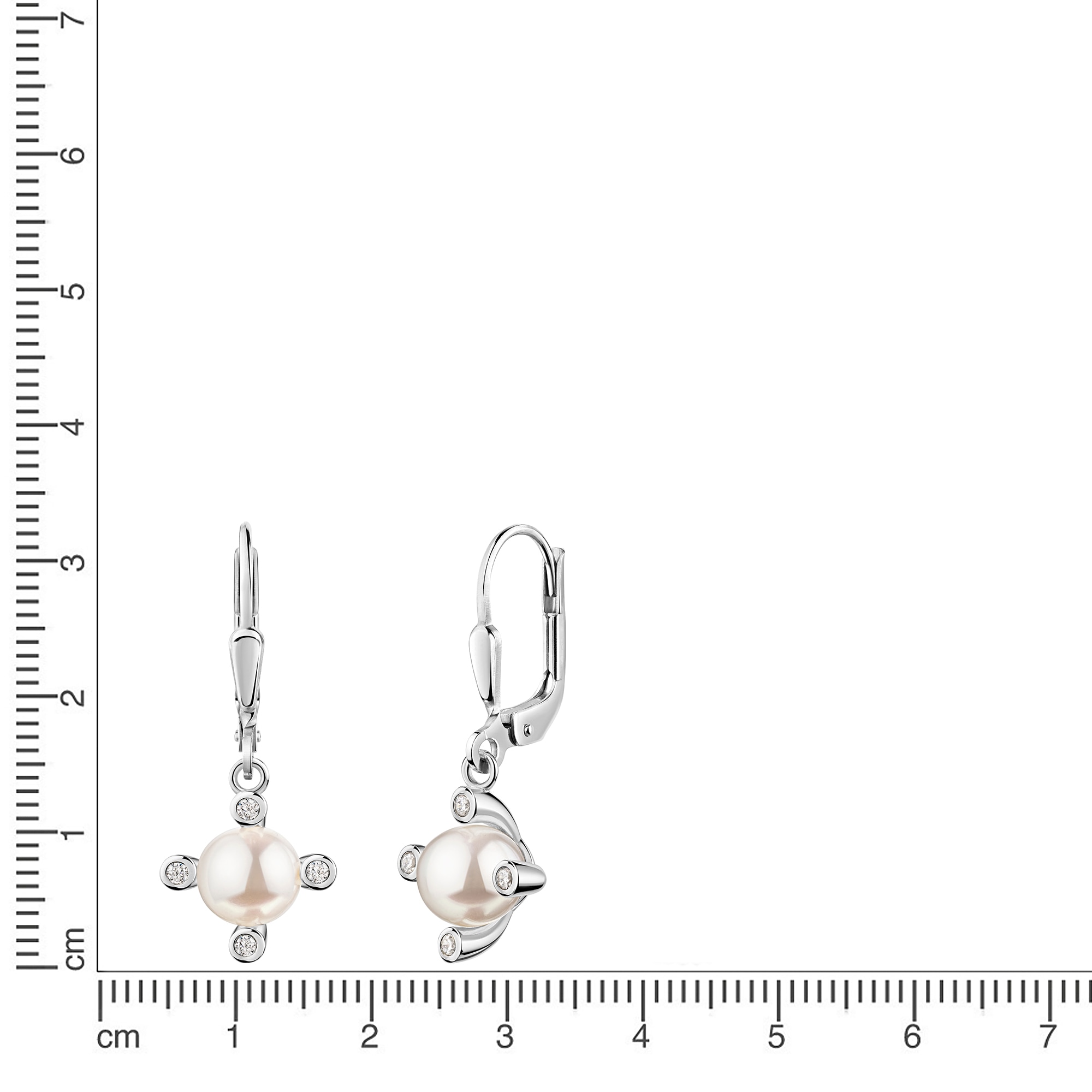 Firetti Paar Ohrhänger »Schmuck Geschenk Silber 925 Ohrschmuck Ohrringe Blume« mit Zirkonia (synth.) - mit Süßwasserzuchtperle