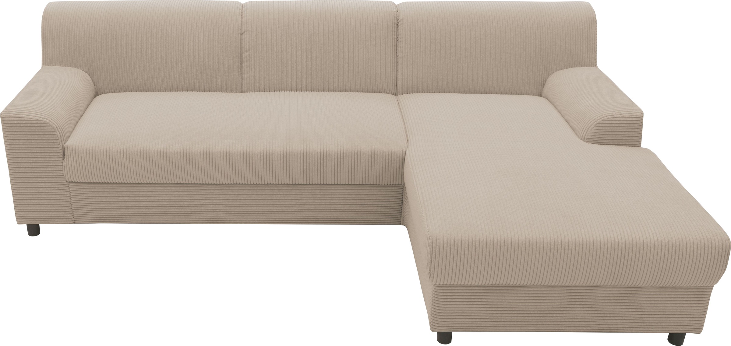DOMO collection Ecksofa »Turah 2, L-Form, Cord oder Luxus-Microfaser, komfortabler Federkern«, B/T/H: 241/146/79 cm, incl. Zierkissen, wahlweise mit Bettfunktion