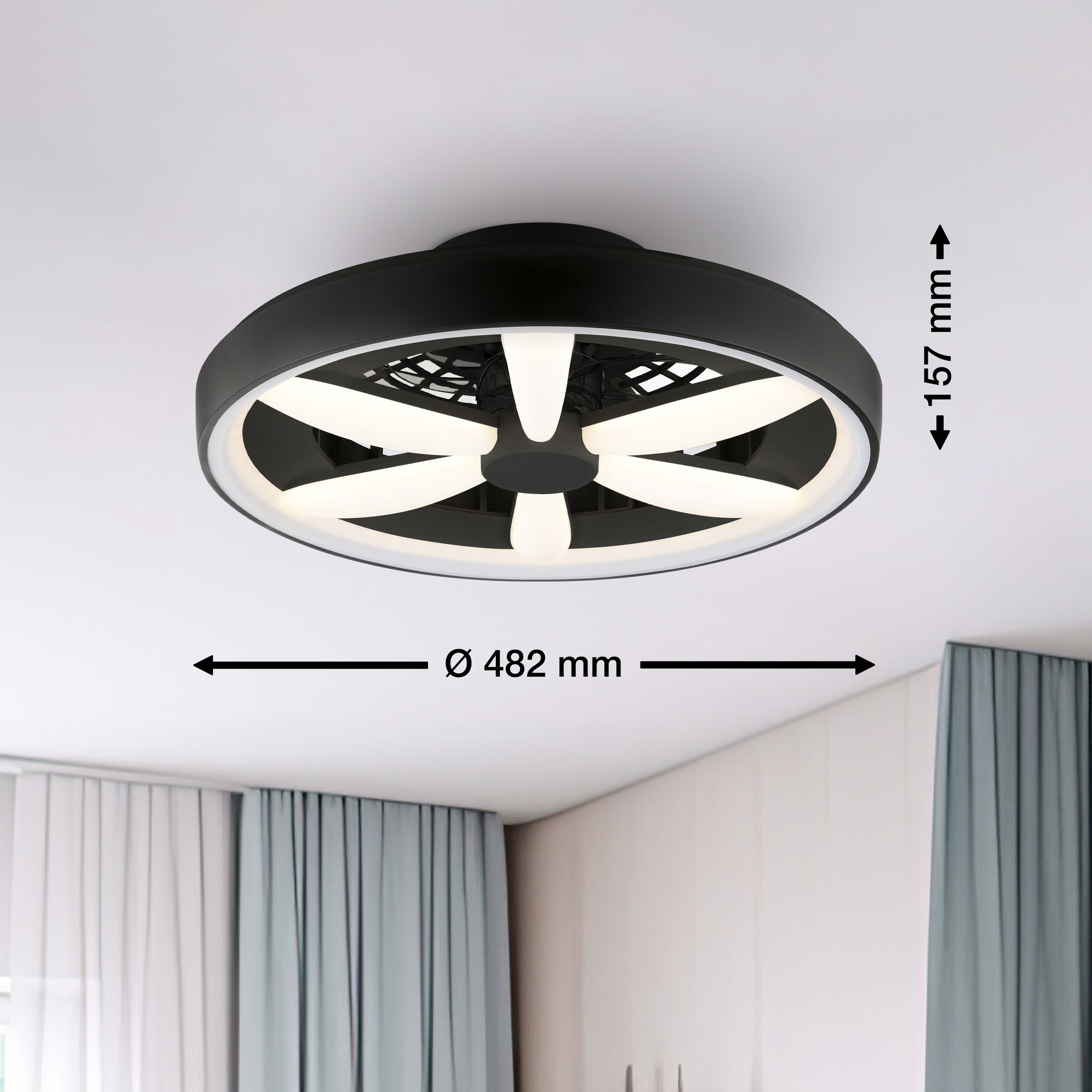 Hanseatic LED Deckenleuchte »DLV2205«, 1 flammig, Leuchtmittel LED-Modul | LED fest integriert, LED Ventilator, Ø 48 cm, 6400 lm, dimmbar, Fernbedienung
