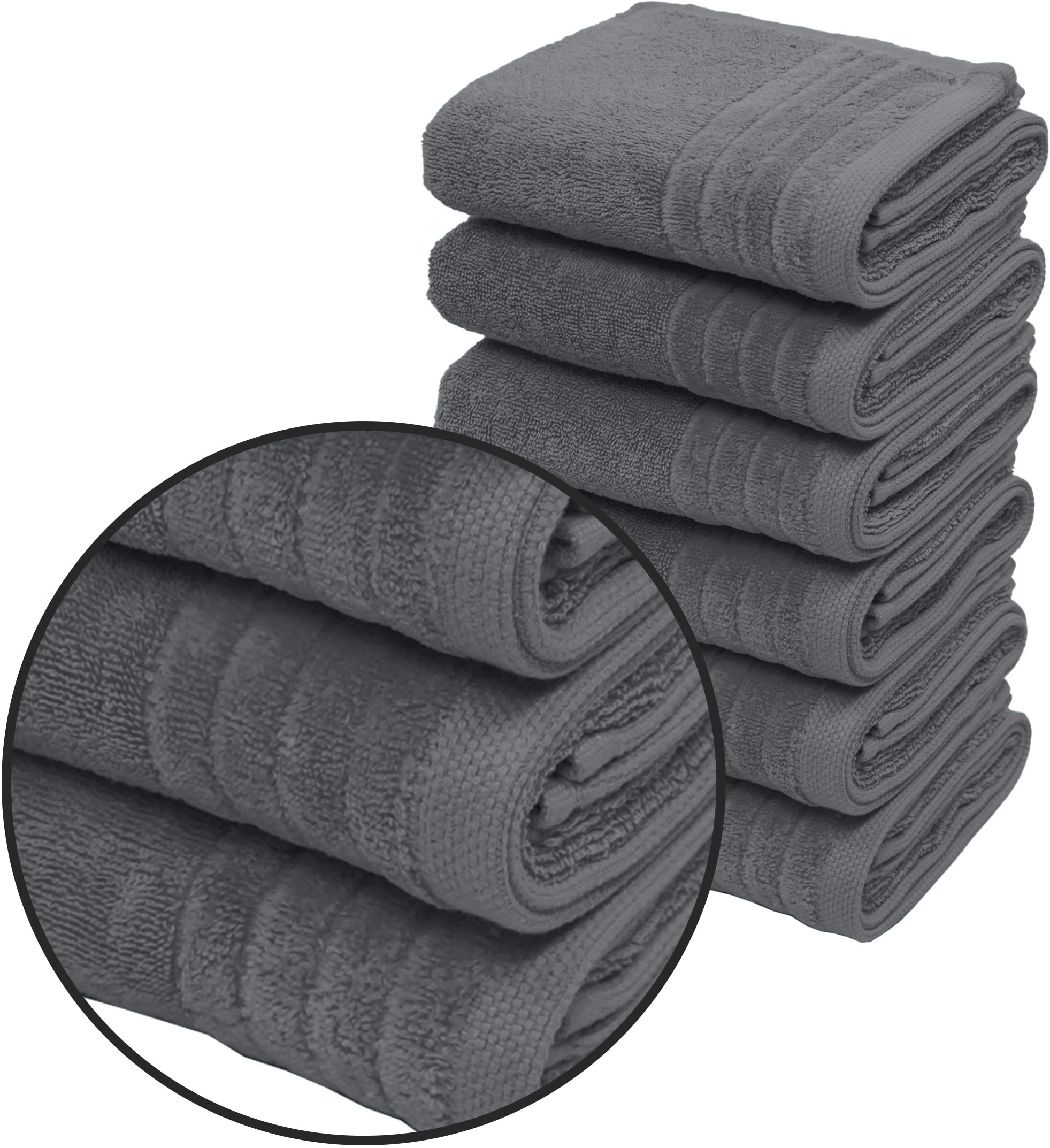 my home Handtücher »Sanremo Premium, Premium Handtücher, 600 gr/m², 40x70cm«, (Set, 6 St., 6x 40x70cm), mit Bordüre, einfarbig, flauschig und weich, Händehandtücher