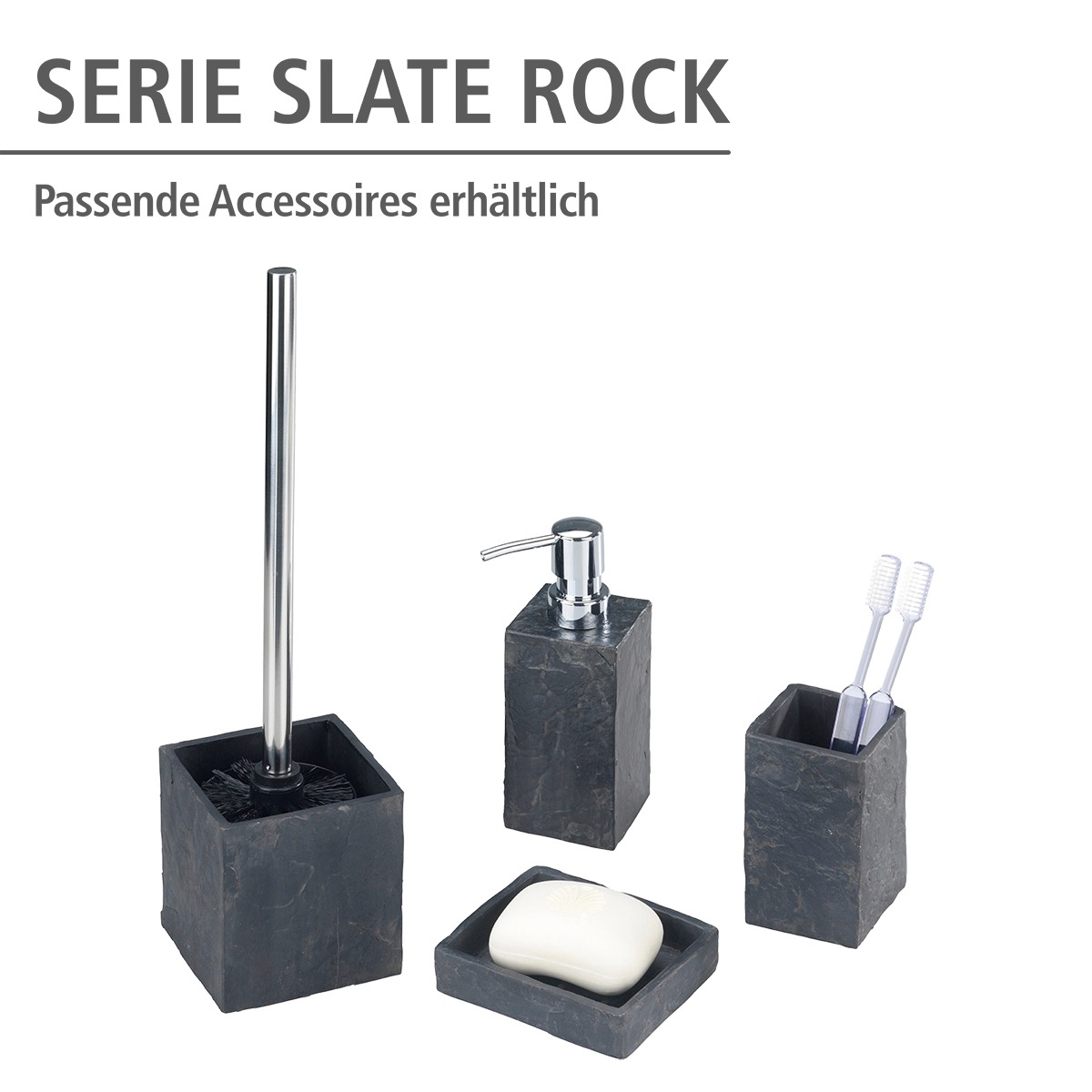 WENKO WC-Garnitur »Slate Rock«, aus Polyresin (Kunststein)