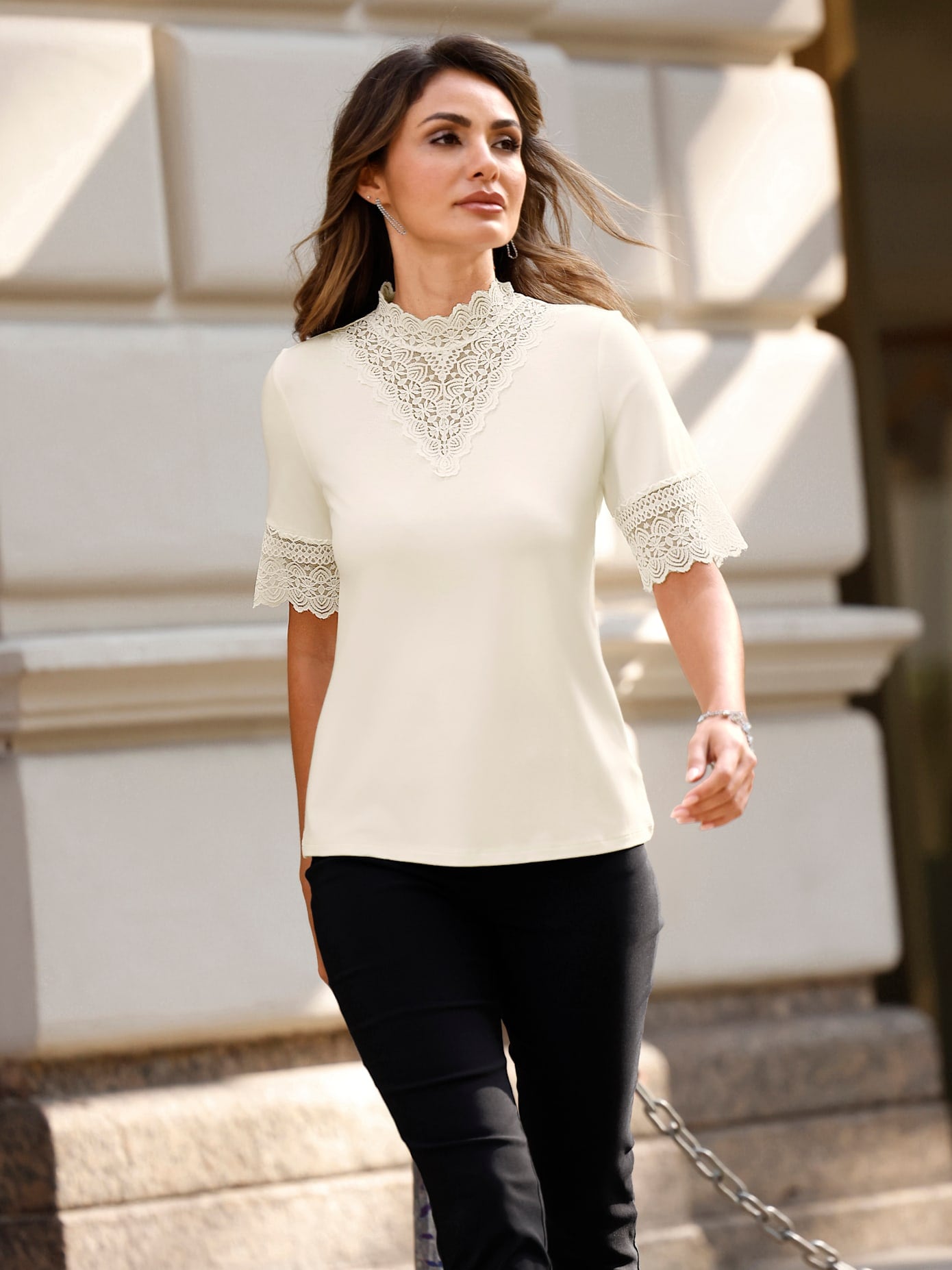 Lady Stehkragenshirt »Spitzen-Shirt« 1 tlg.