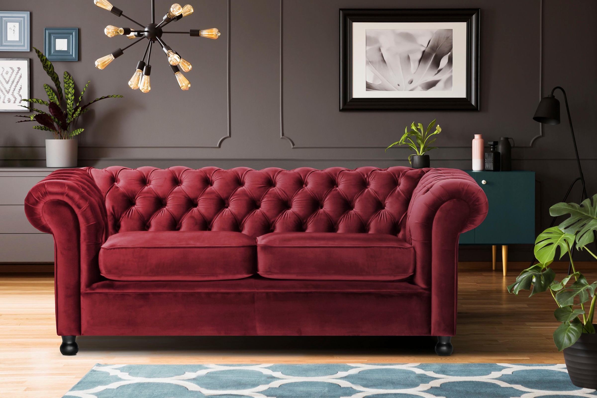 Chesterfield-Sofa »Chesterfield Home 3-Sitzer B/T/H: 192/87/75 cn«, mit edler...