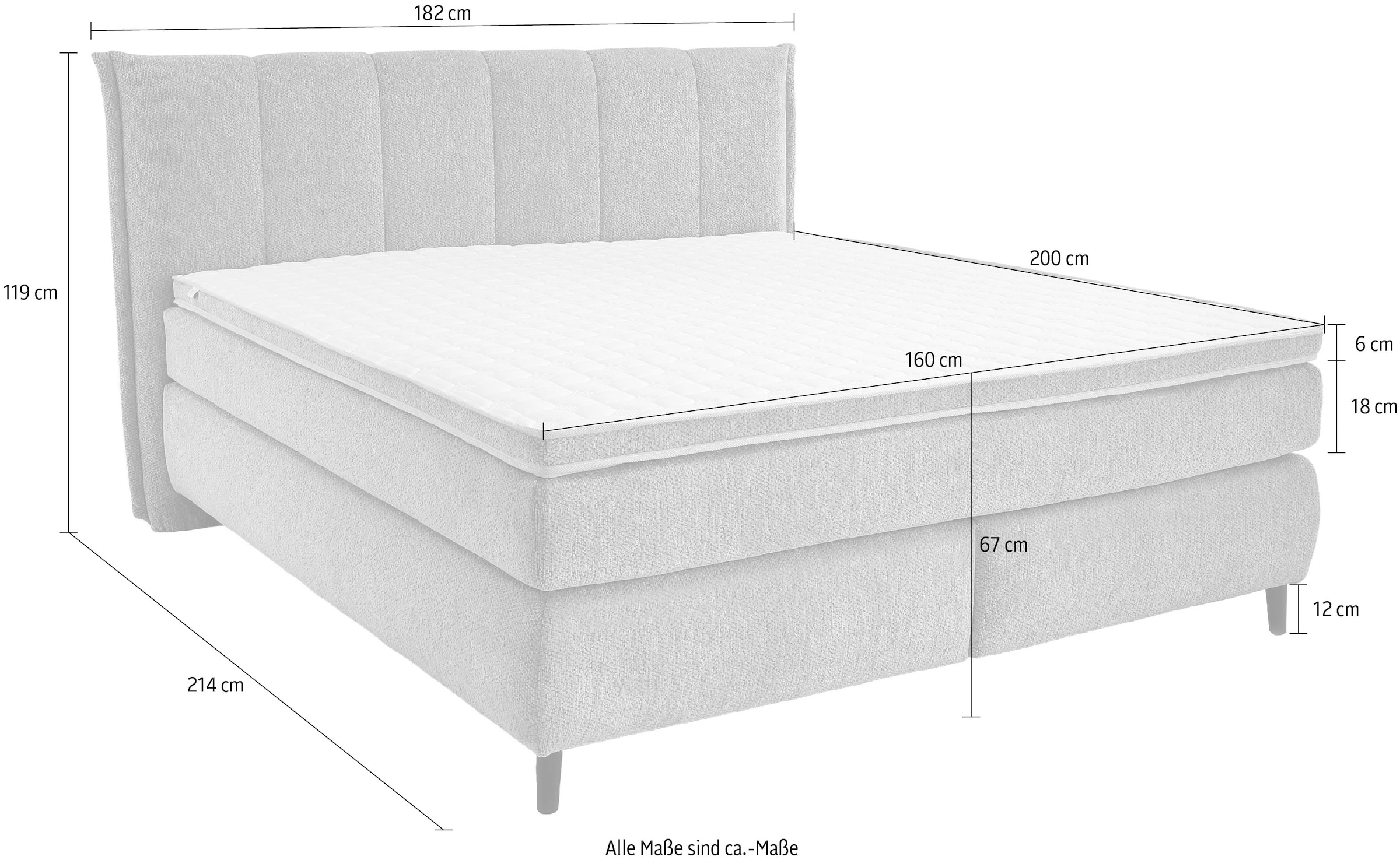 Jockenhöfer Gruppe Boxspringbett »Isabella, in 160x200cm oder 180x200 cm, Härtegrade wählbar« inkl. 7-Zonen-TTFK-Matratze und Kaltschaumtopper