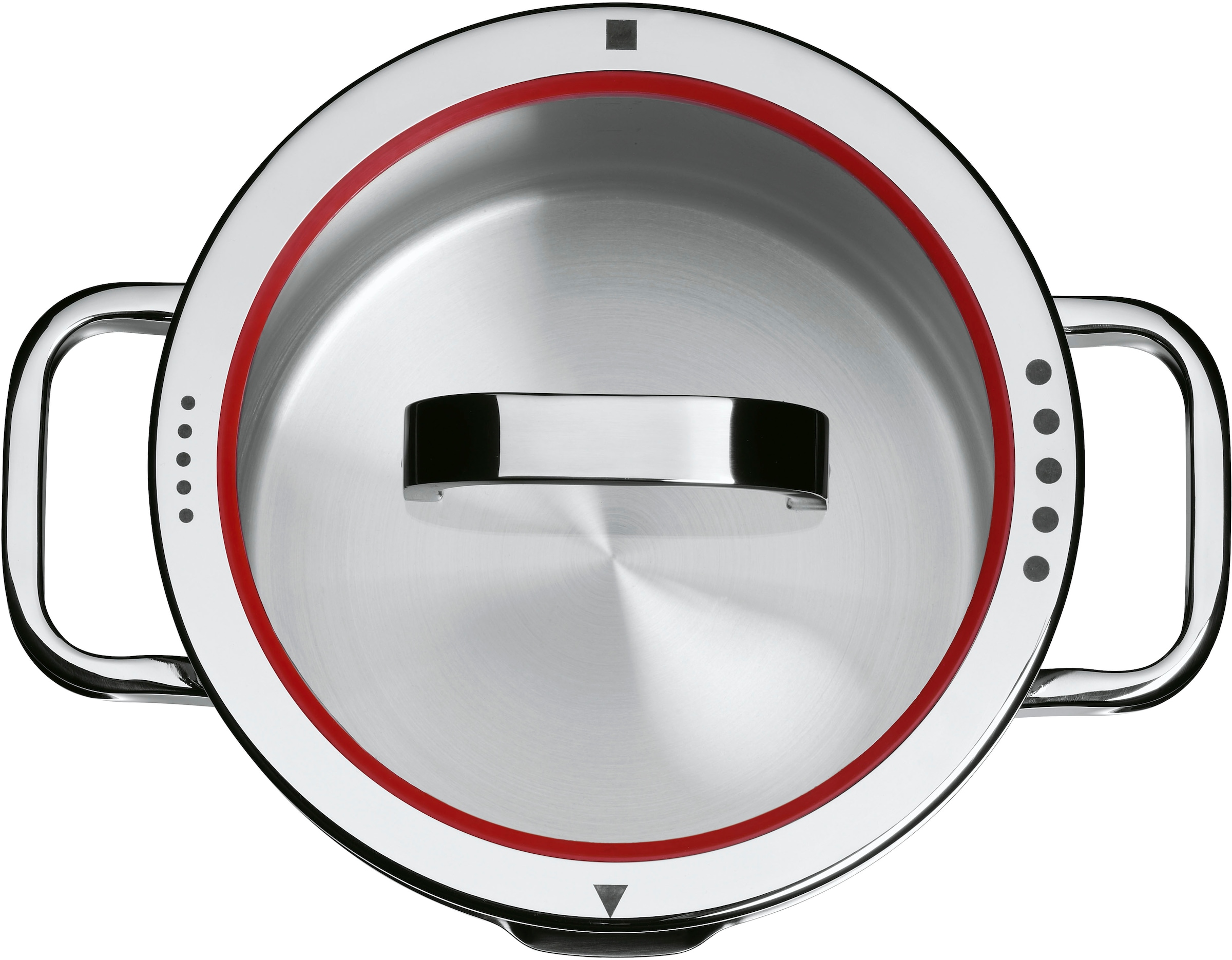 WMF Kochtopf »Function 4«, Cromargan® Edelstahl Rostfrei 18/10, (2 tlg.), wärmereduzierende Griffe, mit 4 Abgießfunktionen, Innenskalierung