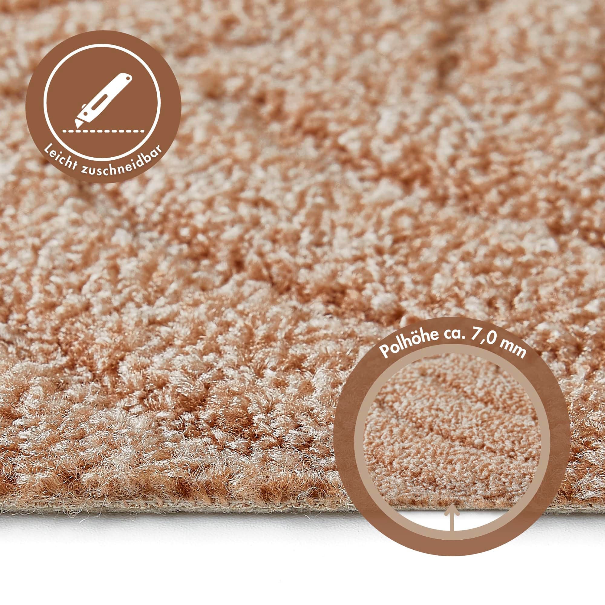 Andiamo Teppichboden »Amberg, Strukturschlinge, Made in Belgium«, rechteckig, 9 mm Höhe, Breite 200, 300, 400 oder 500 cm, Hoch-Tief Effekt, strapazierfähig