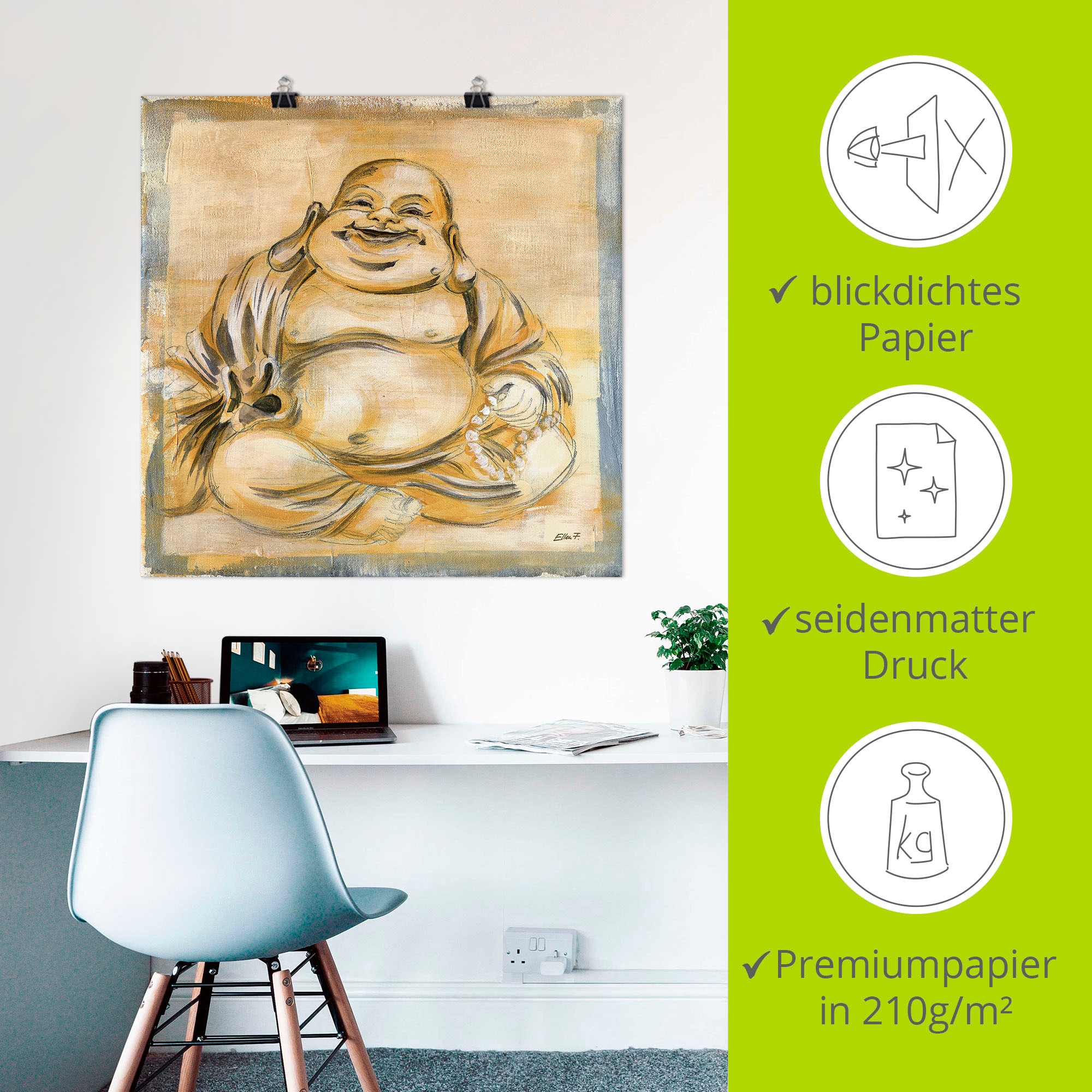 Artland Wandbild »Fröhlicher Buddha I« Religion 1 Stk. tlg. als Leinwandbild, Poster in verschied. Größen