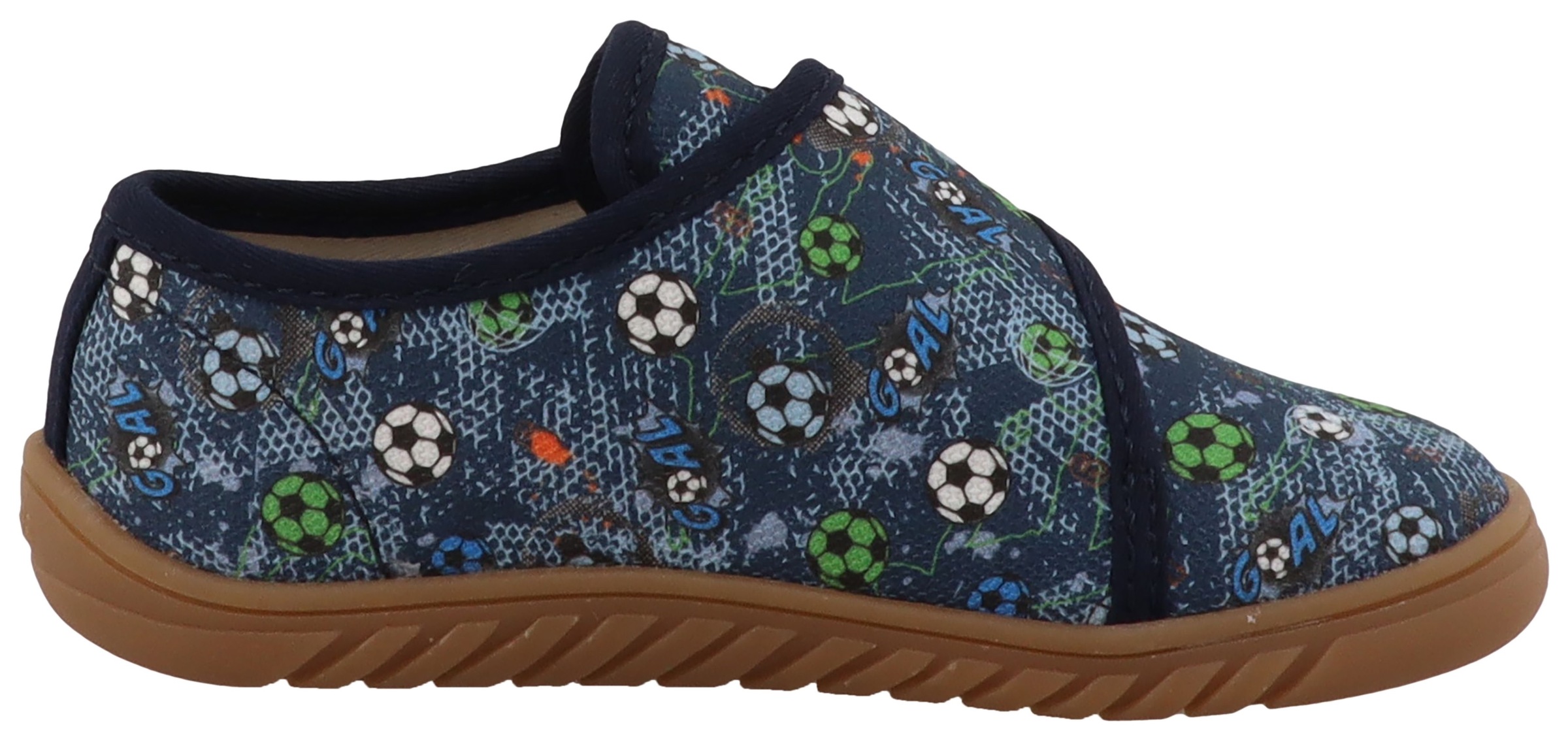 Lurchi Barfußschuh »Bibu 1 Barefoot«  Hauschuh, mit buntem Fußball-Motiv, Größenschablone zum Download