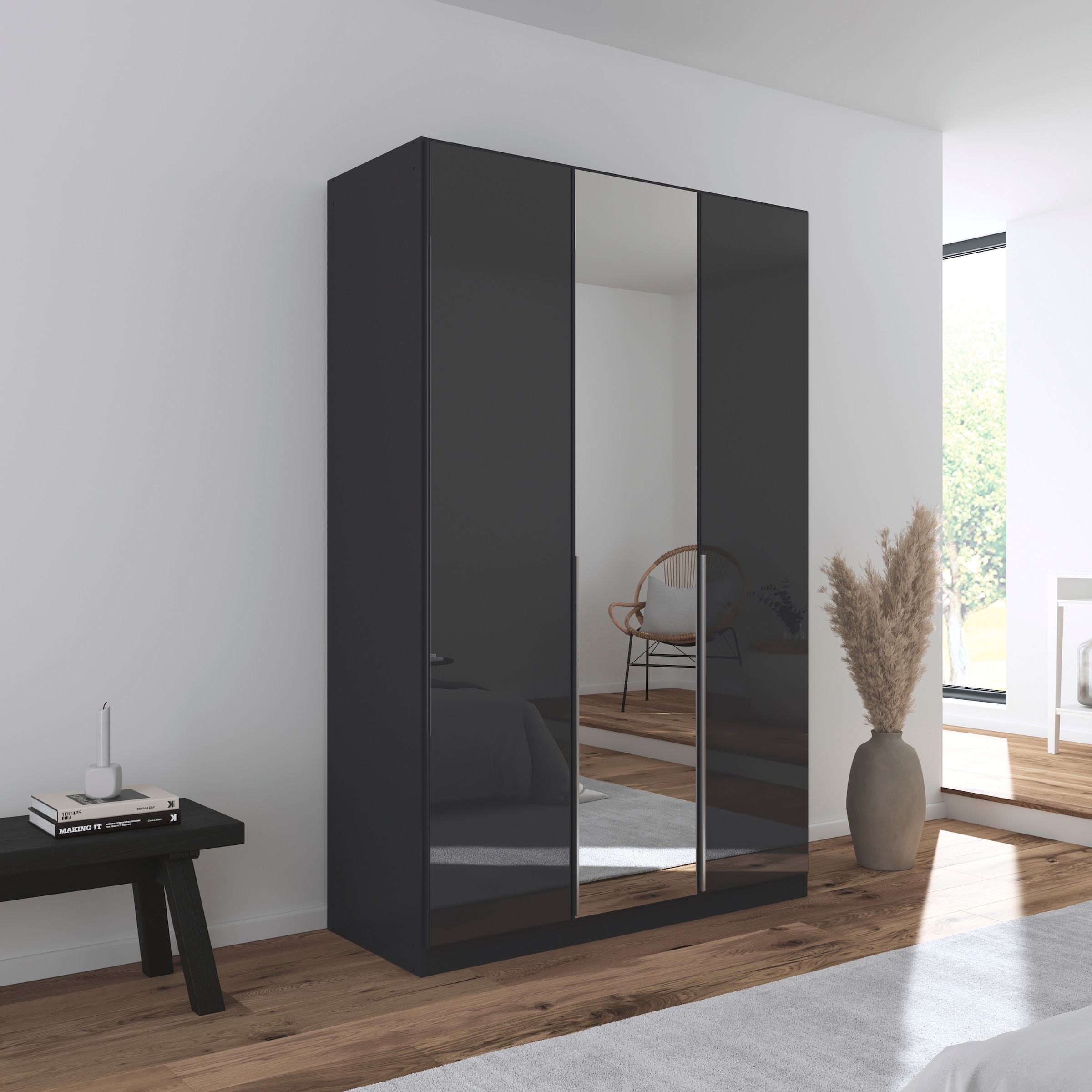rauch Drehtürenschrank »Kleiderschrank Kleiderschränke Schrank Garderobe AGORDO mit Glasfront«, (in zwei Griff-Farben), durchdachte Innenausstattung, in 6 Breiten und 2 Höhen MADE IN GERMANY