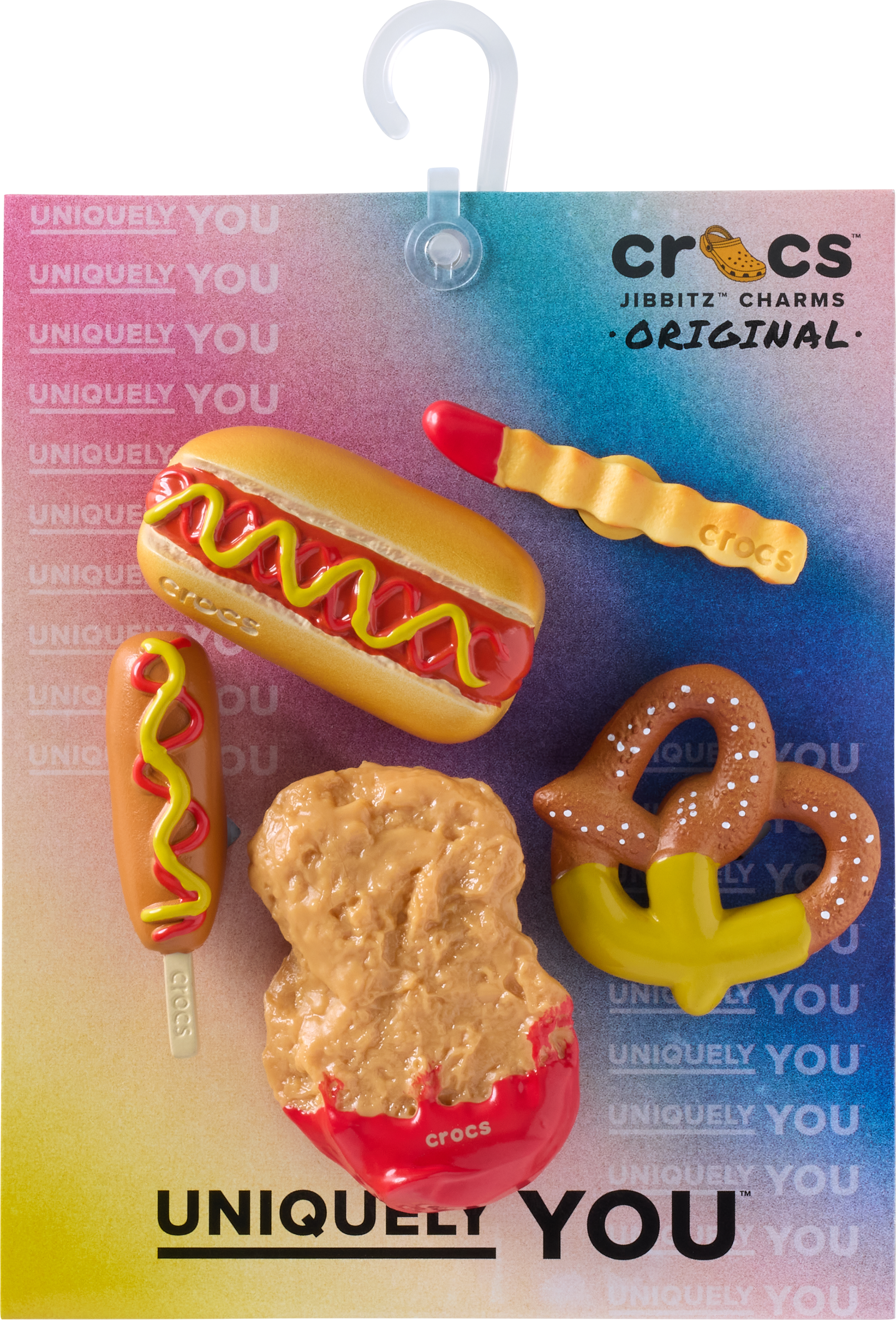 Crocs Schuhanstecker »Jibbitz™  YUM Dipped Junk Food« Set, Kein Spielzeug. Nicht für Kinder unter 3 Jahren geeignet, 5 Anstecker für Crocs Schuhe mit Food Motive