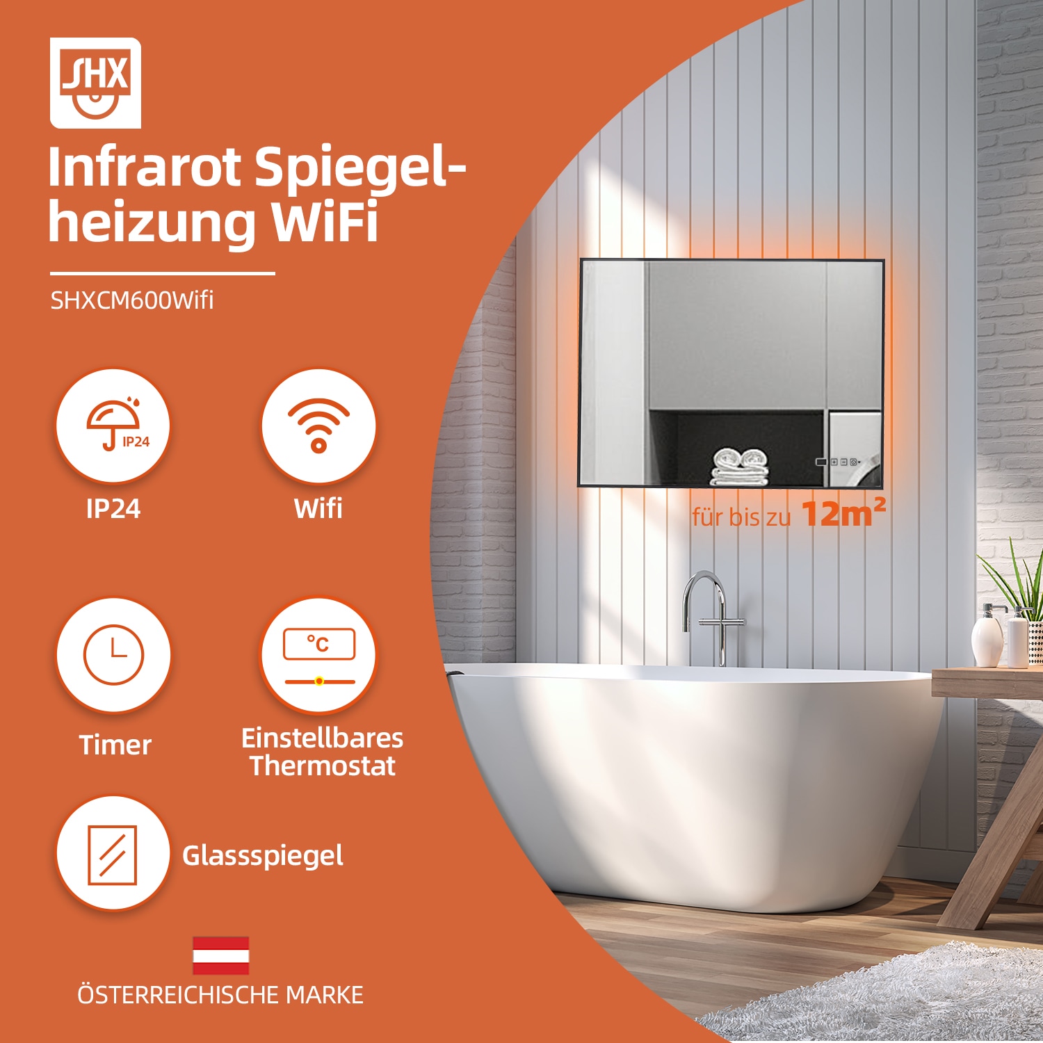 Heizstrahler »Infrarot-Spiegelheizung SHXCM600 WIFI«