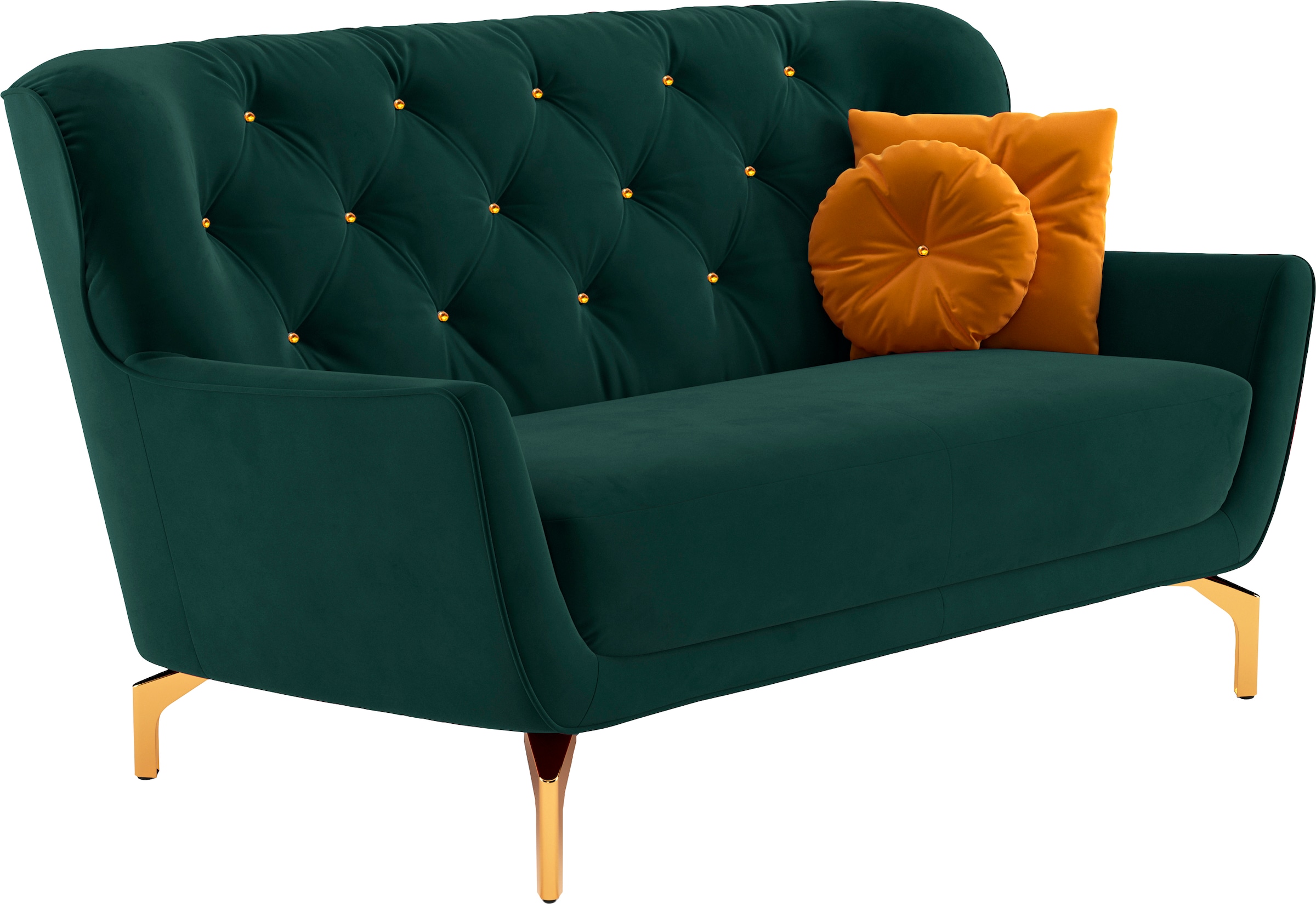 sit&more Polstergarnitur »Orient 3« 2 Stk. tlg. inkl. 4 Zierkissen mit Strass-Stein, goldfarbene Metallfüße