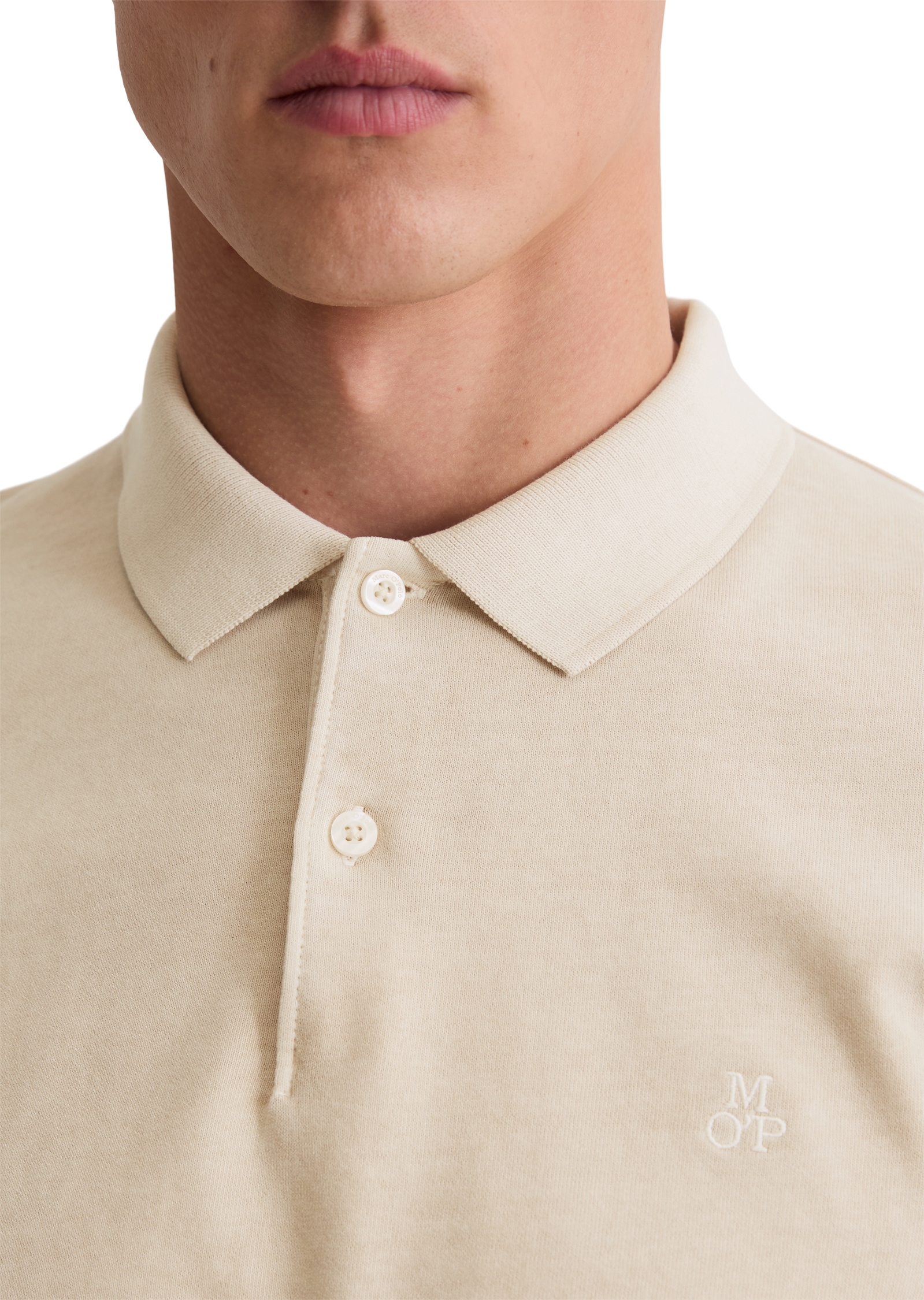 Marc O'Polo Langarm-Poloshirt im Washed-Look
